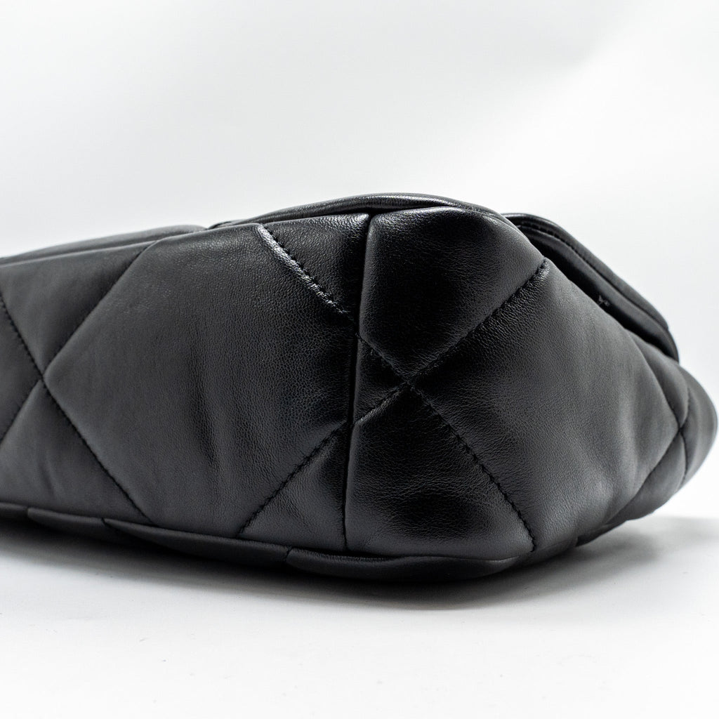CHANEL SMALL 19 BAG LAMBSKIN BLACK MULTICOLOUR HARDWARE (MICROCHIP)