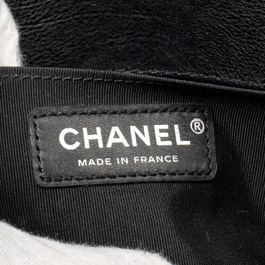 CHANEL TOP HANDLE BOY BAG LIMITED EDITION GRAINED CALFSKIN BLACK RUTHENIUM SILVER HARDWARE