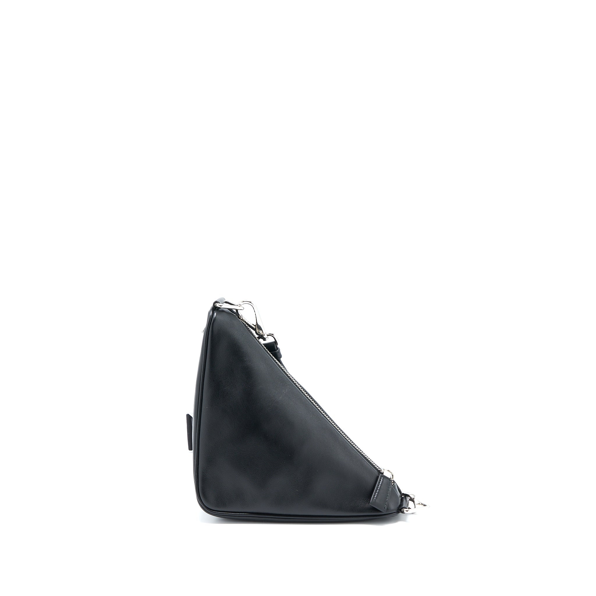 PRADA TRIANGLE SHOULDER BAG LEATHER BLACK SHW