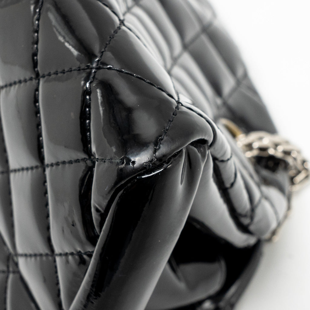 CHANEL JUST MADEMOISELLE BOWLING BAG PATENT BLACK SHW