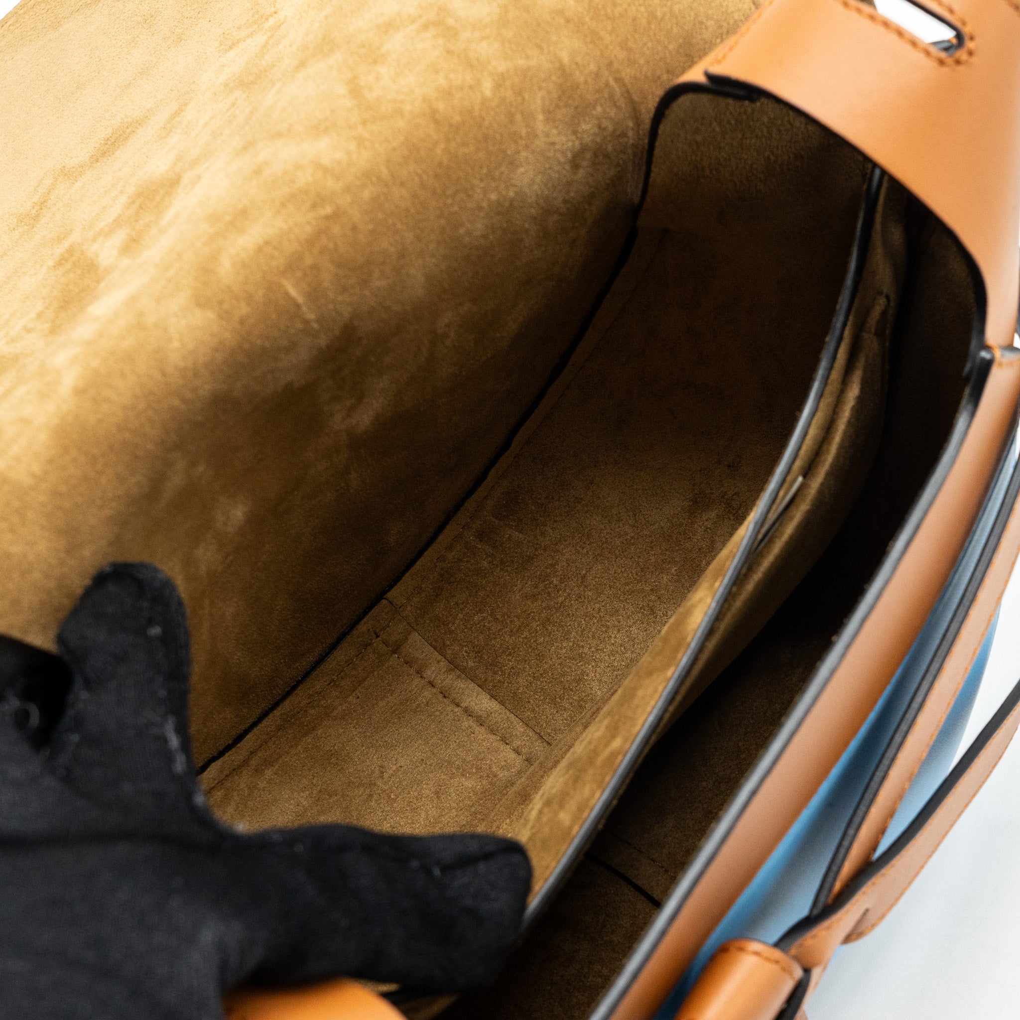 LOEWE GATE BAG LEATHER BLUE / BROWN GHW