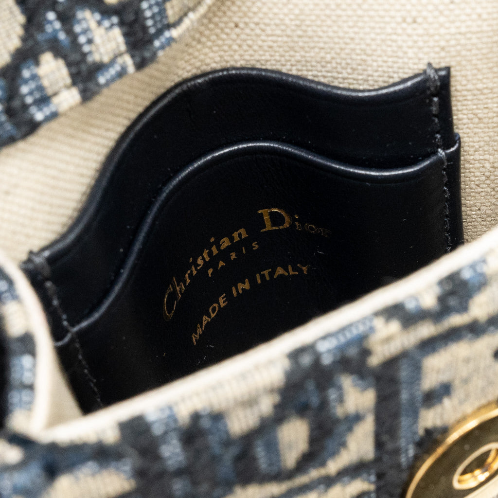 DIOR SADDLE PHONE POUCH DIOR OBLIQUE JACQUARD BLUE GHW