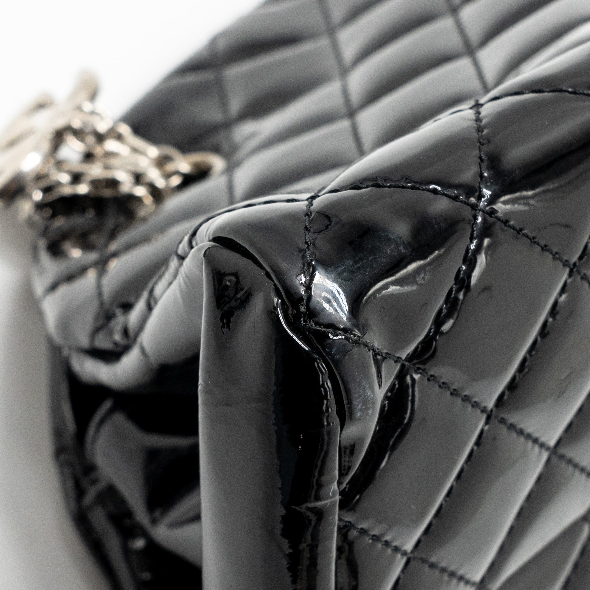 CHANEL JUST MADEMOISELLE BOWLING BAG PATENT BLACK SHW