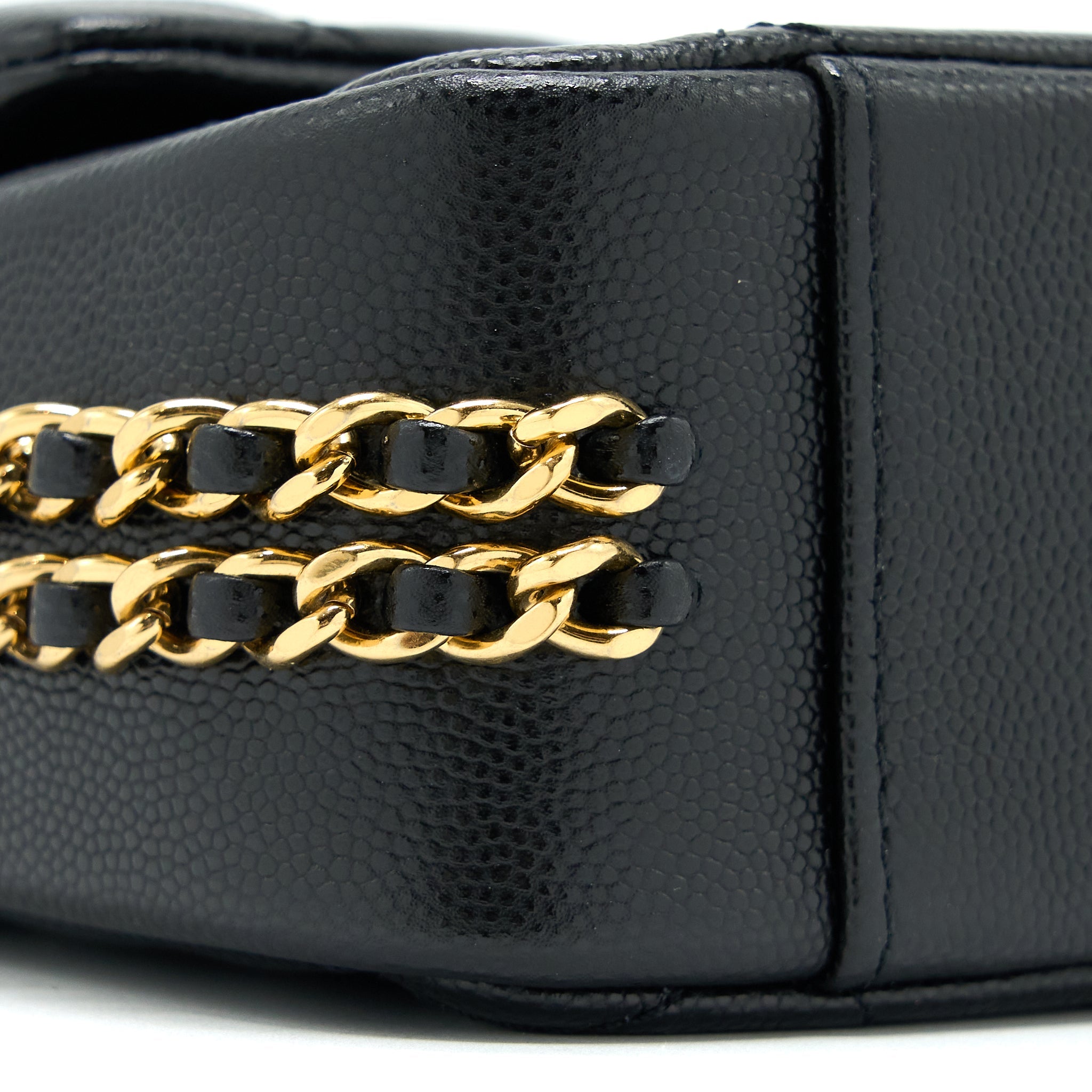 CHANEL 23C MINI FLAP BAG WITH CC LOGO CHAIN GRAINED CALFSKIN BLACK GHW (MICROCHIP)