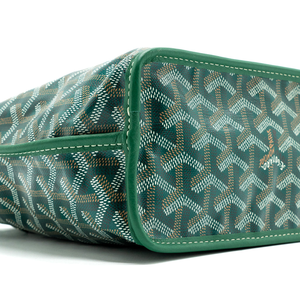 GOYARD MINI ANJOU TOTE BAG GOYARDLINE CANVAS / CALFSKIN GREEN SHW