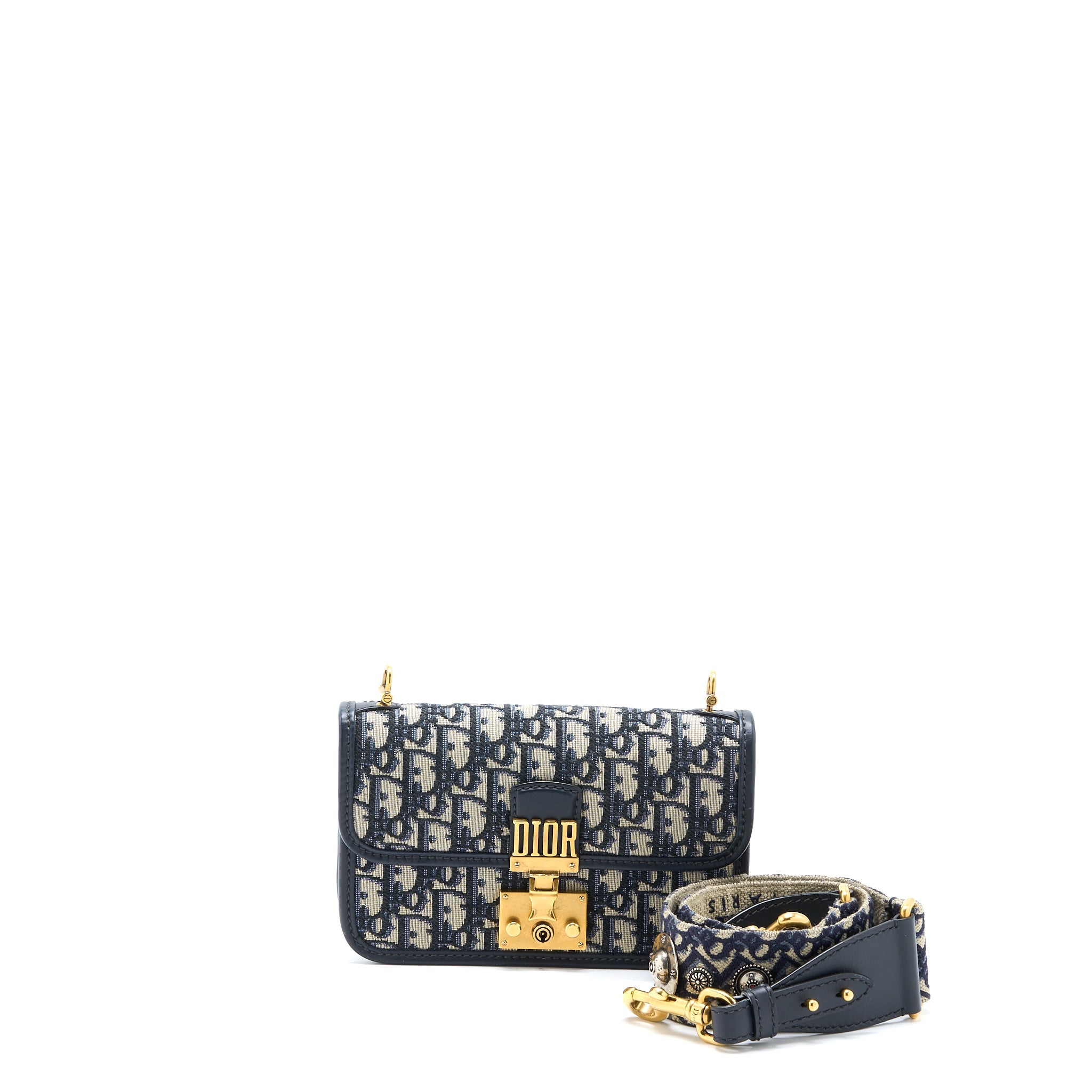 DIOR ADDICT FLAP BAG BLUE DIOR OBLIQUE JACQUARD GHW