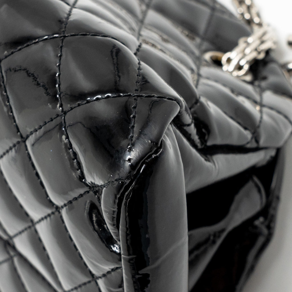CHANEL JUST MADEMOISELLE BOWLING BAG PATENT BLACK SHW