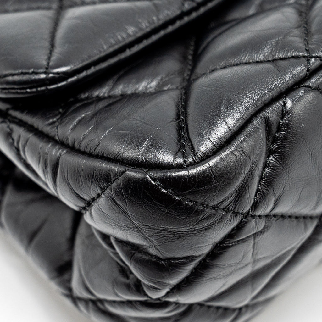 CHANEL HANGER REISSUE FLAP BAG LIMITED EDITION AGED CALFSKIN BLACK GHW
