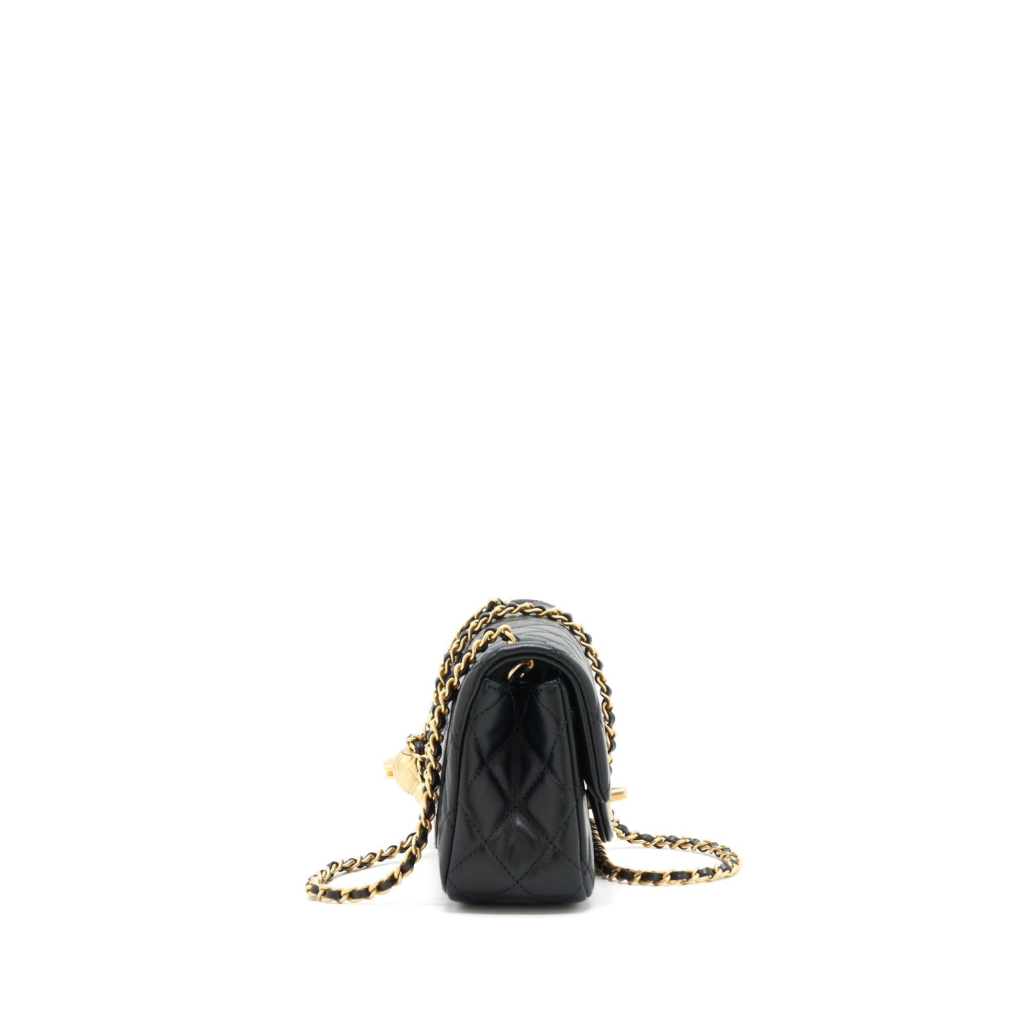 CHANEL 22C PEARL CRUSH MINI RECTANGULAR LAMBSKIN BLACK GHW (MICROCHIP)
