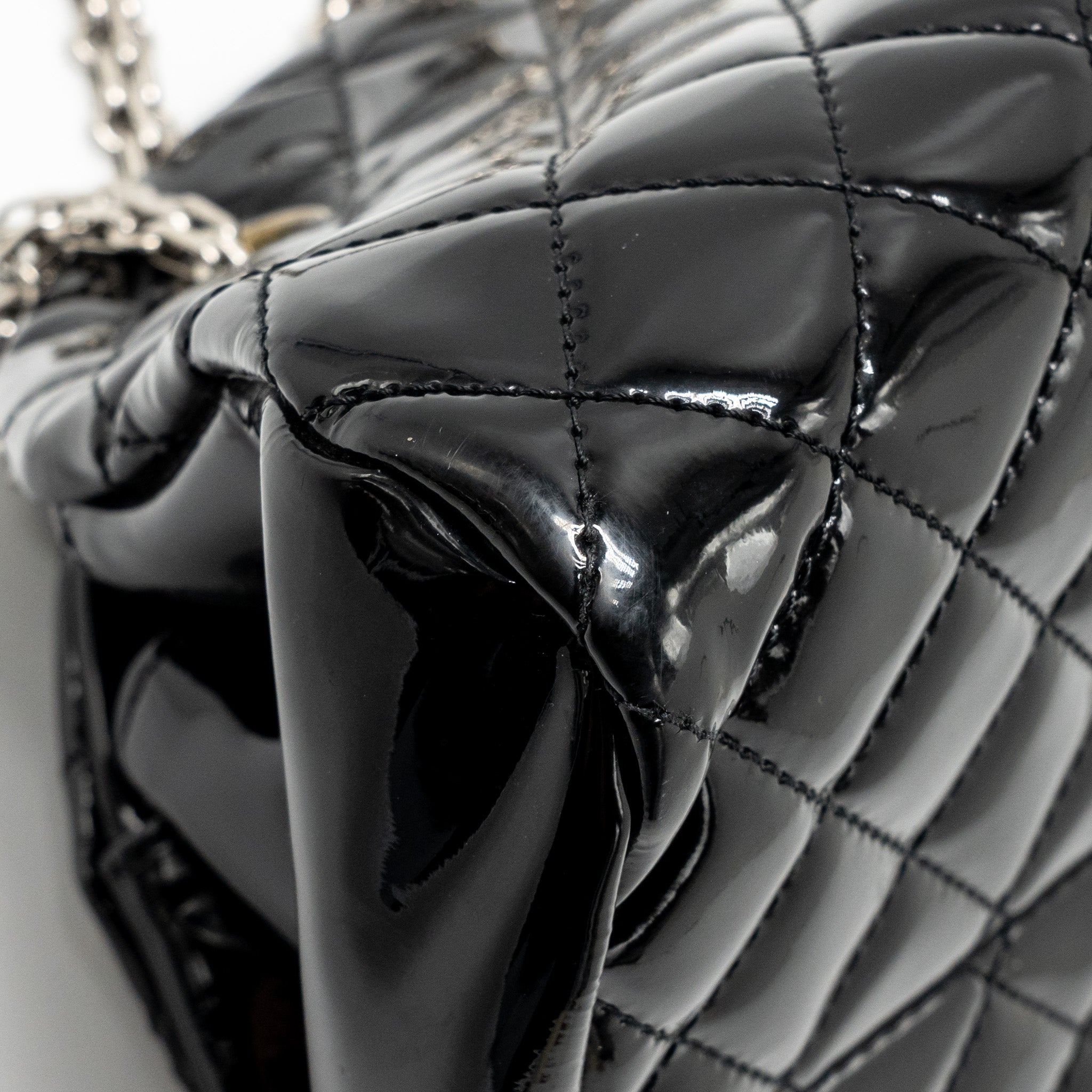CHANEL JUST MADEMOISELLE BOWLING BAG PATENT BLACK SHW
