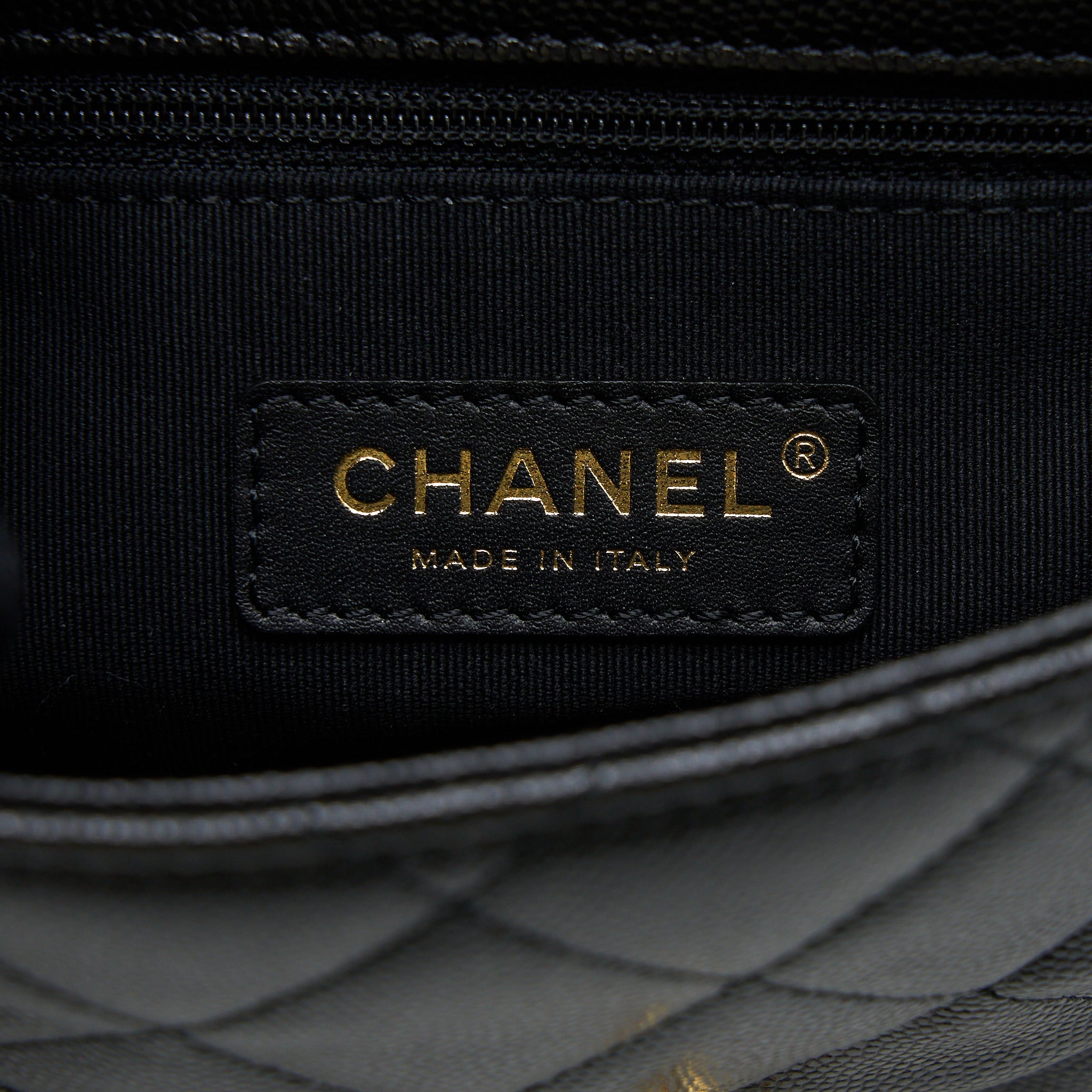 CHANEL 23C MINI FLAP BAG WITH CC LOGO CHAIN GRAINED CALFSKIN BLACK GHW (MICROCHIP)