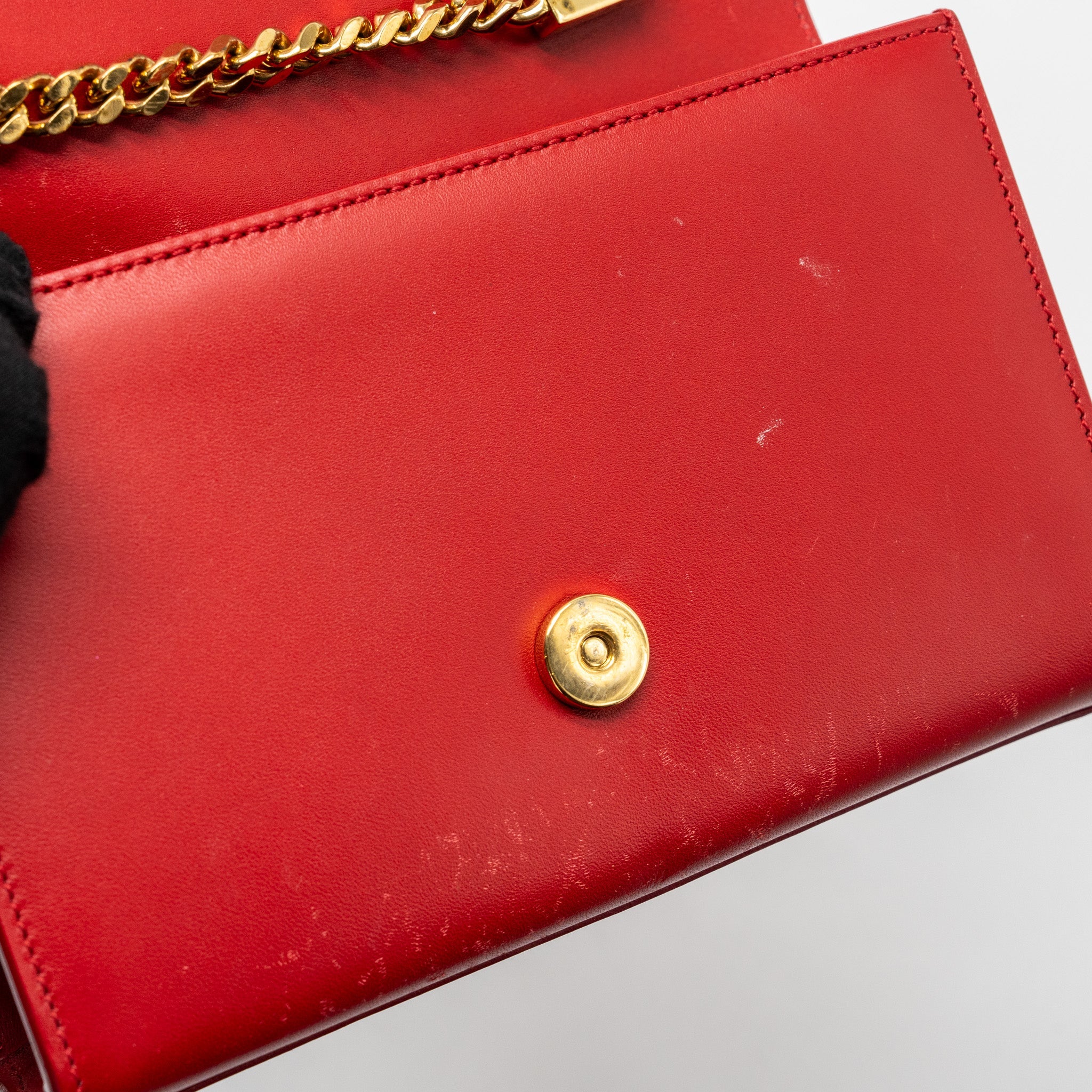 SAINT LAURENT/YSL SMALL KATE BAG TASSEL CALFSKIN RED GHW