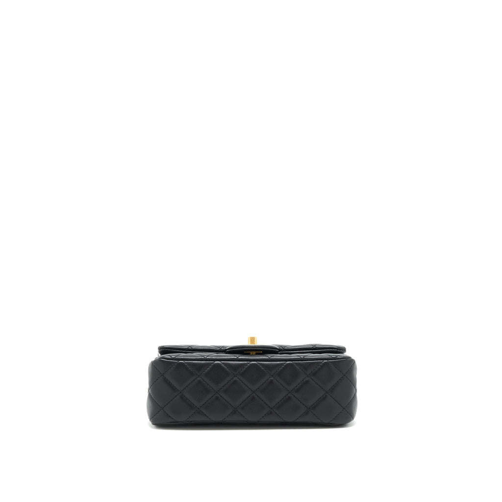 CHANEL 22C PEARL CRUSH MINI RECTANGULAR LAMBSKIN BLACK GHW (MICROCHIP)