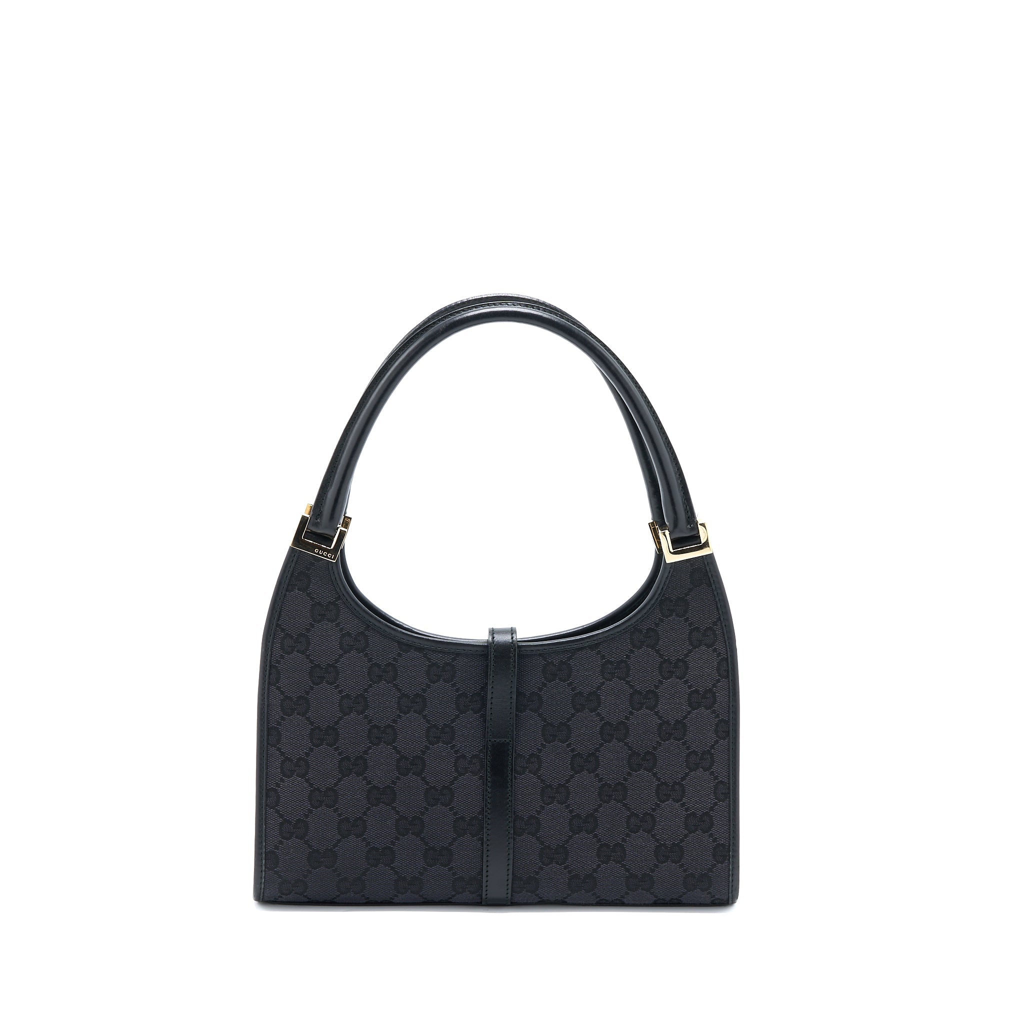 GUCCI VINTAGE JACKIE BAG GG PRINTED CANVAS BLACK GHW