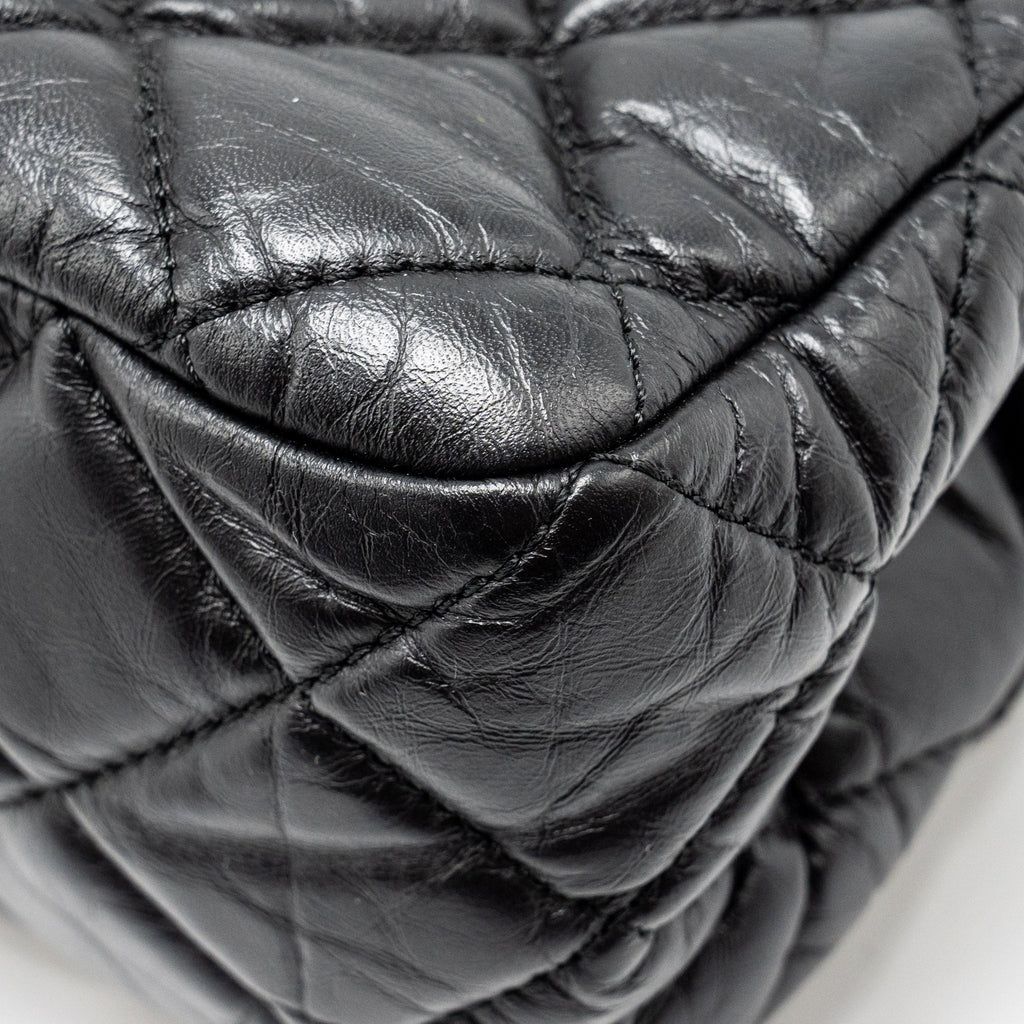 CHANEL HANGER REISSUE FLAP BAG LIMITED EDITION AGED CALFSKIN BLACK GHW