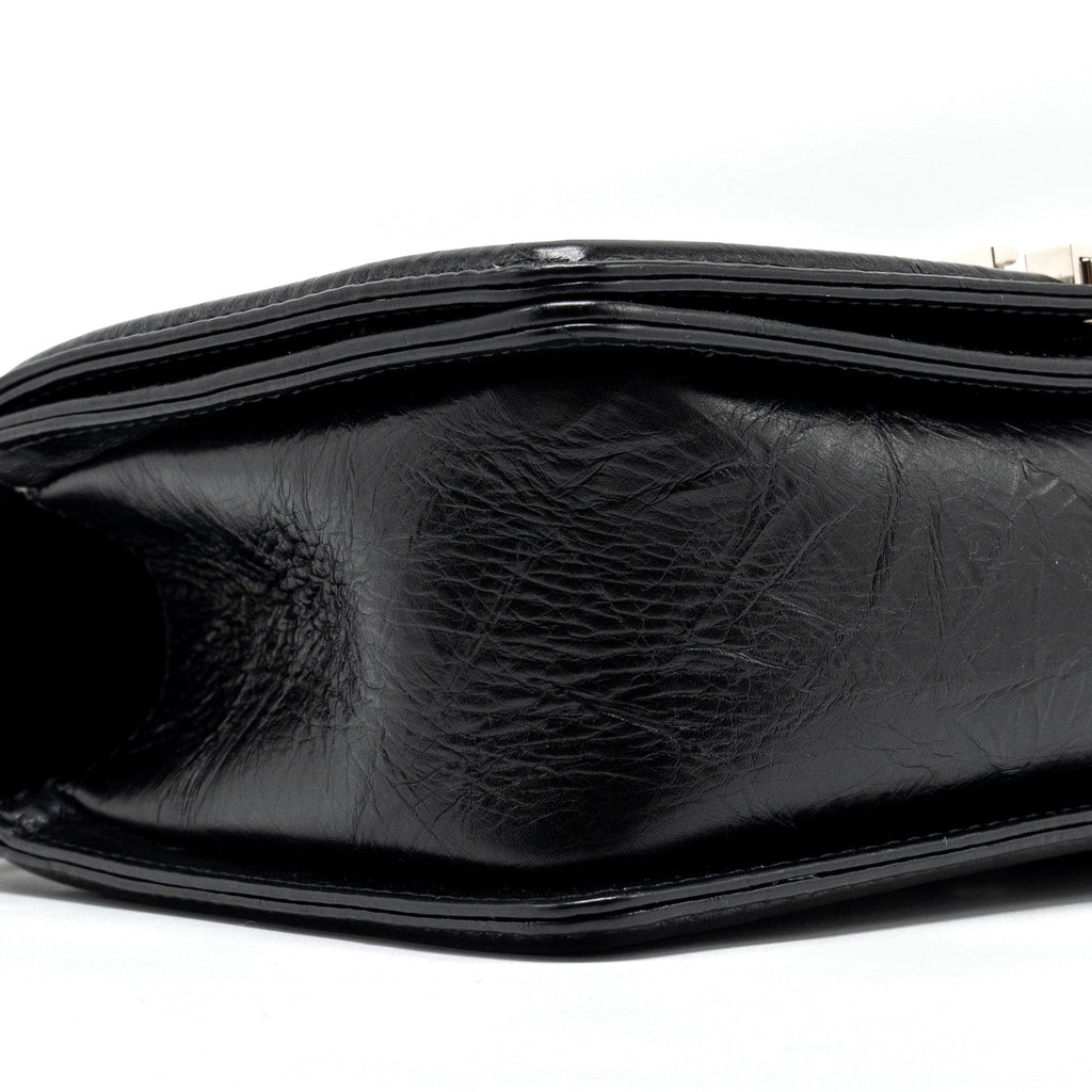 CHANEL MEDIUM CHEVRON BOY BAG LIMITED EDITION CALFSKIN BLACK SHW