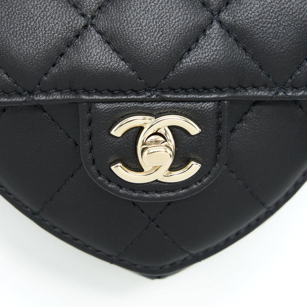 CHANEL 22S HEART BELT BAG LAMBSKIN BLACK LGHW