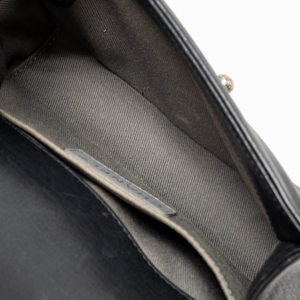 CHANEL SMALL BOY BAG ARABESQUE CALFSKIN BLACK RUTHENIUM SHW