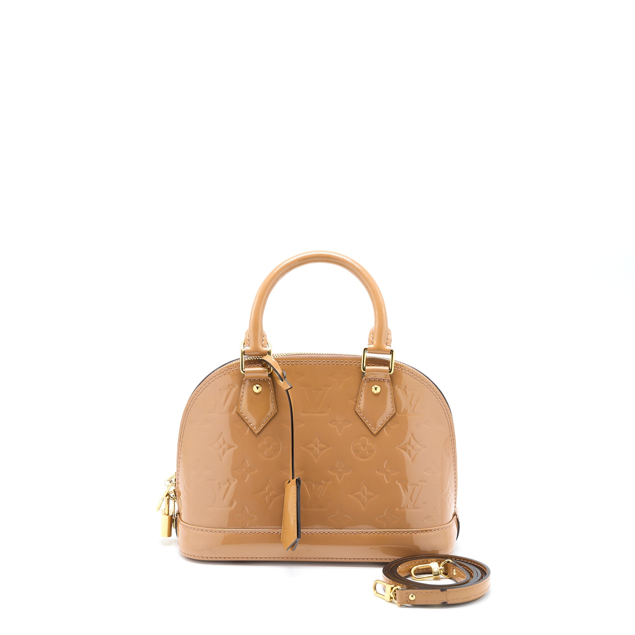 LOUIS VUITTON ALMA BB PATENT DARK BEIGE GHW