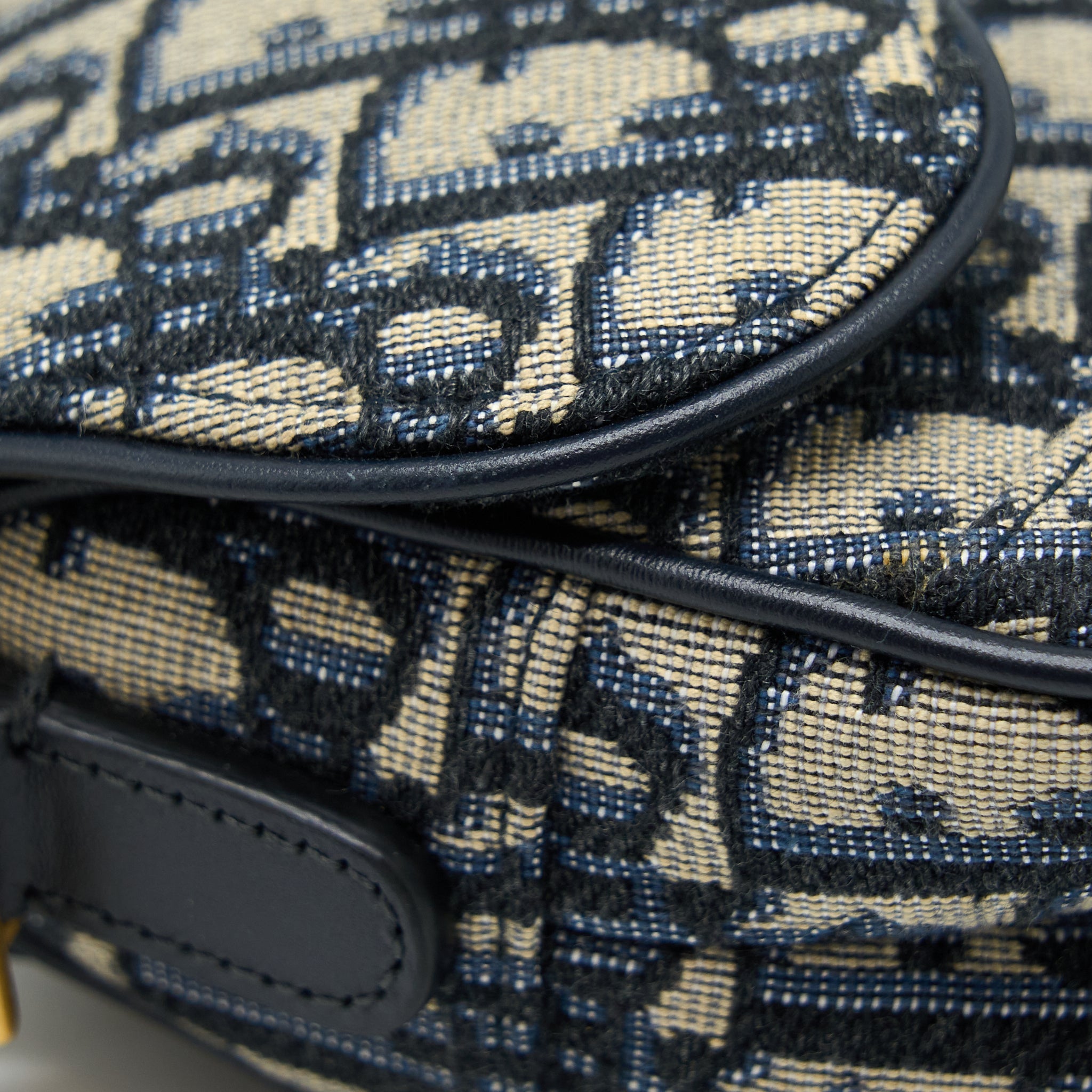 DIOR MINI SADDLE BLUE OBLIQUE GHW