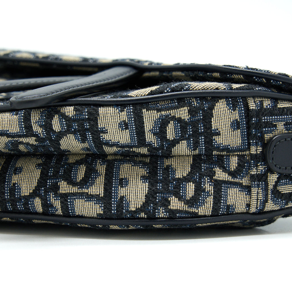 DIOR MINI SADDLE BLUE OBLIQUE GHW