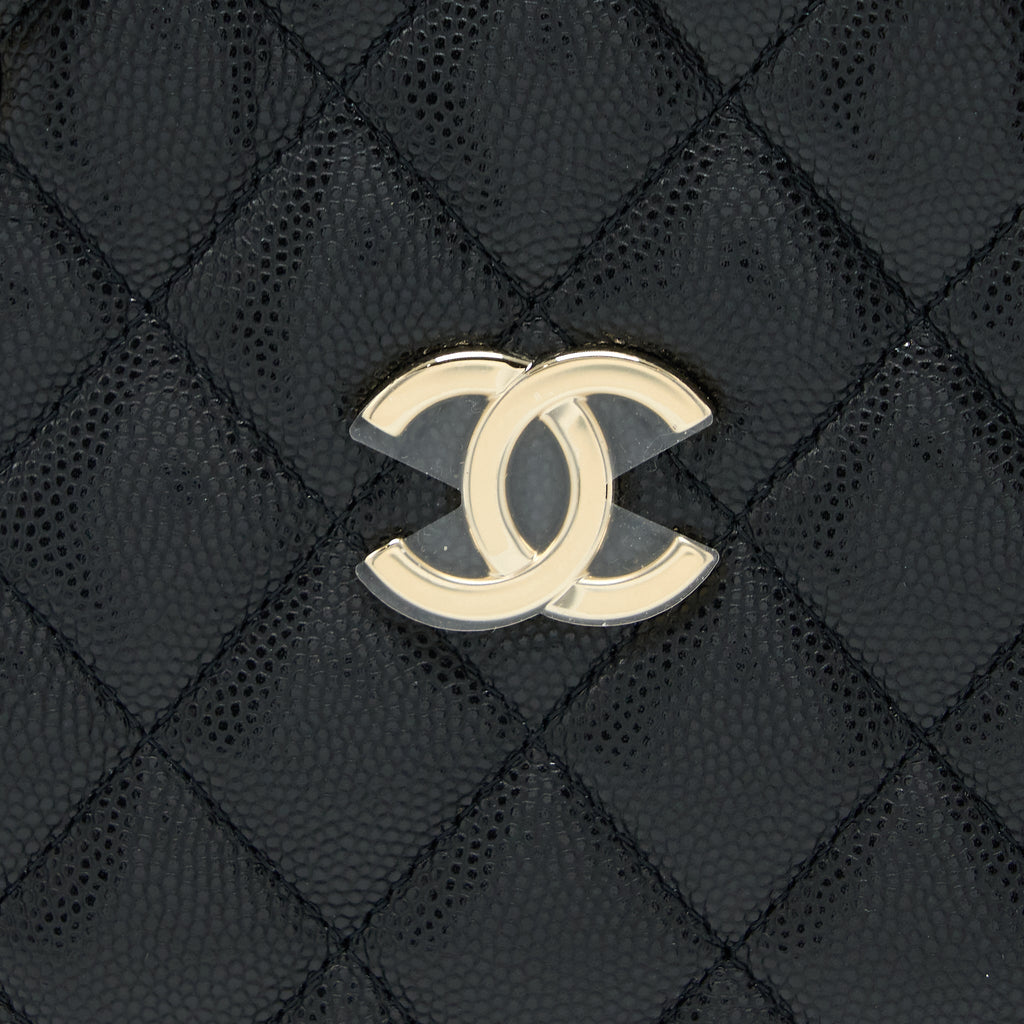 CHANEL MINI BUCKET TOTE BAG CAVIAR BLACK LGHW (MICROCHIP)