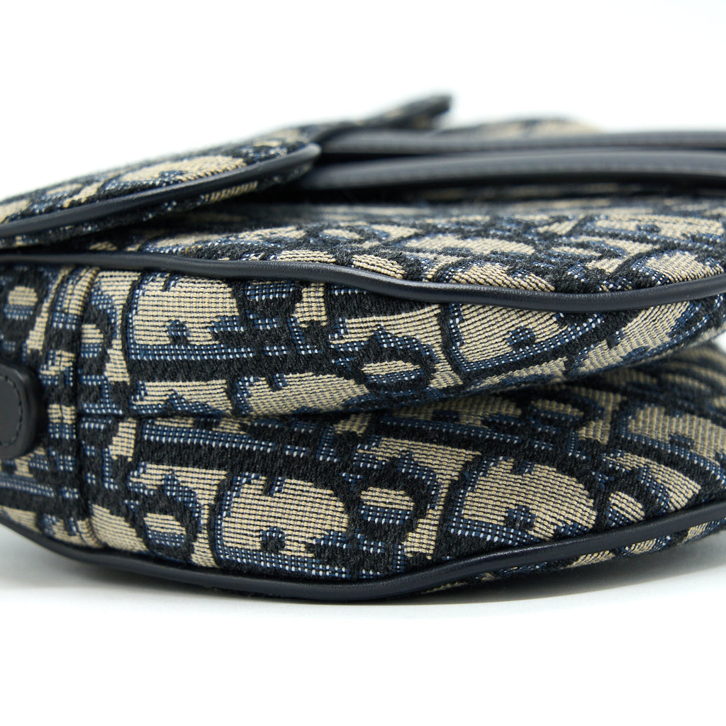 DIOR MINI SADDLE BLUE OBLIQUE GHW