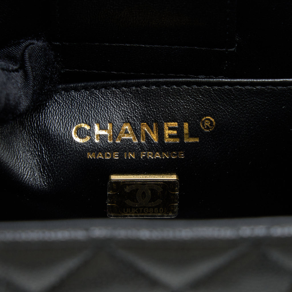 CHANEL MINI BUCKET TOTE BAG CAVIAR BLACK LGHW (MICROCHIP)