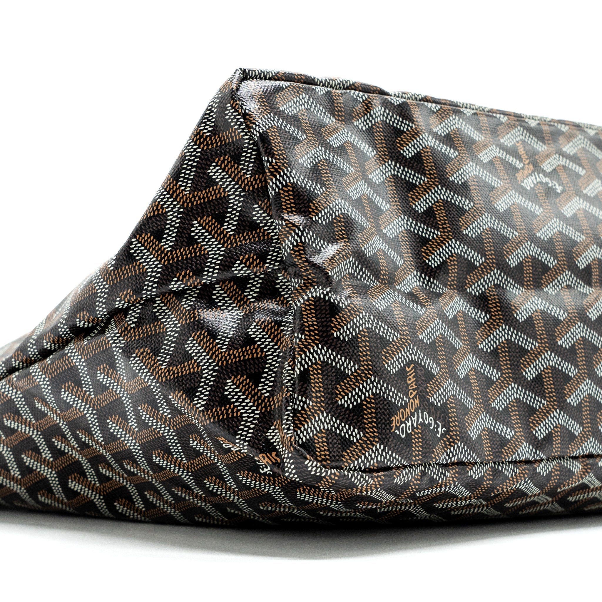 GOYARD SAINT LOUIS PM TOTE BAG GOYARDLINE CANVAS / CALFSKIN BROWN SHW