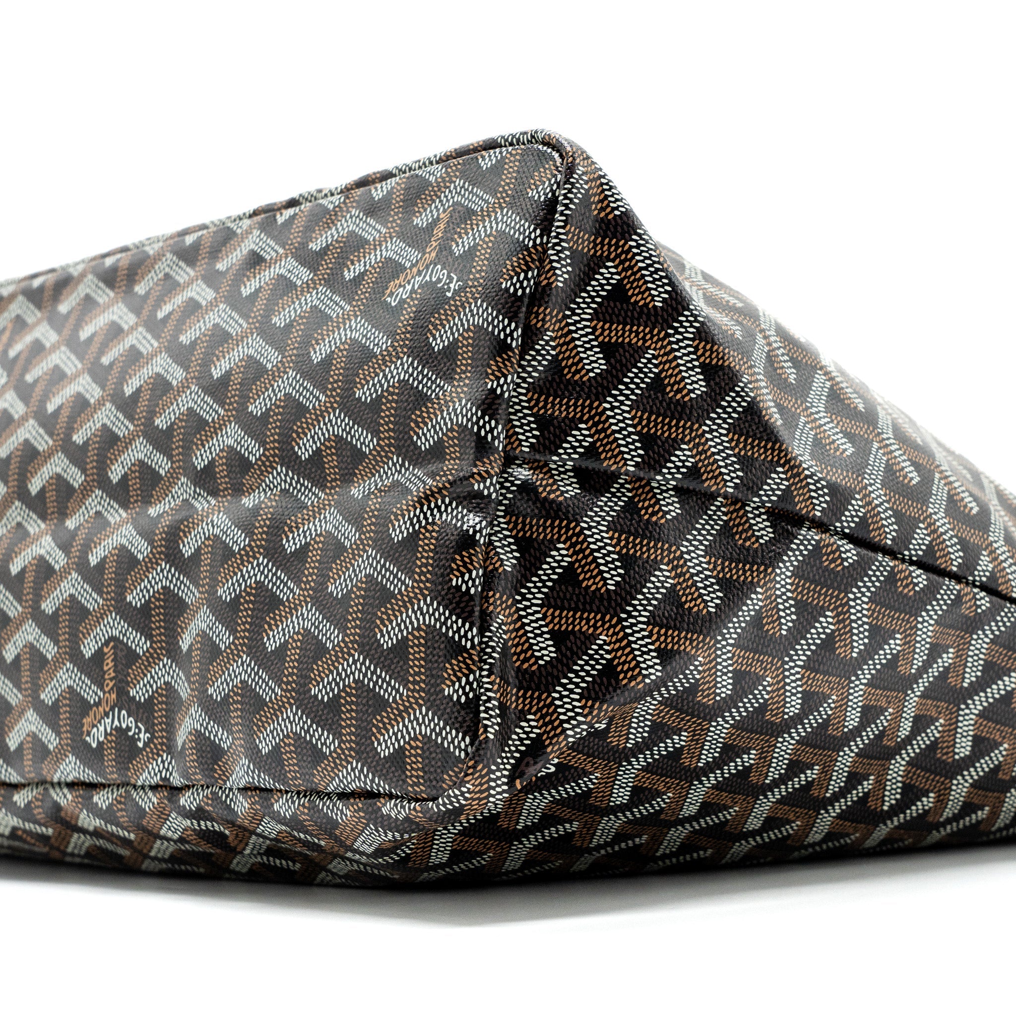 GOYARD SAINT LOUIS PM TOTE BAG GOYARDLINE CANVAS / CALFSKIN BROWN SHW