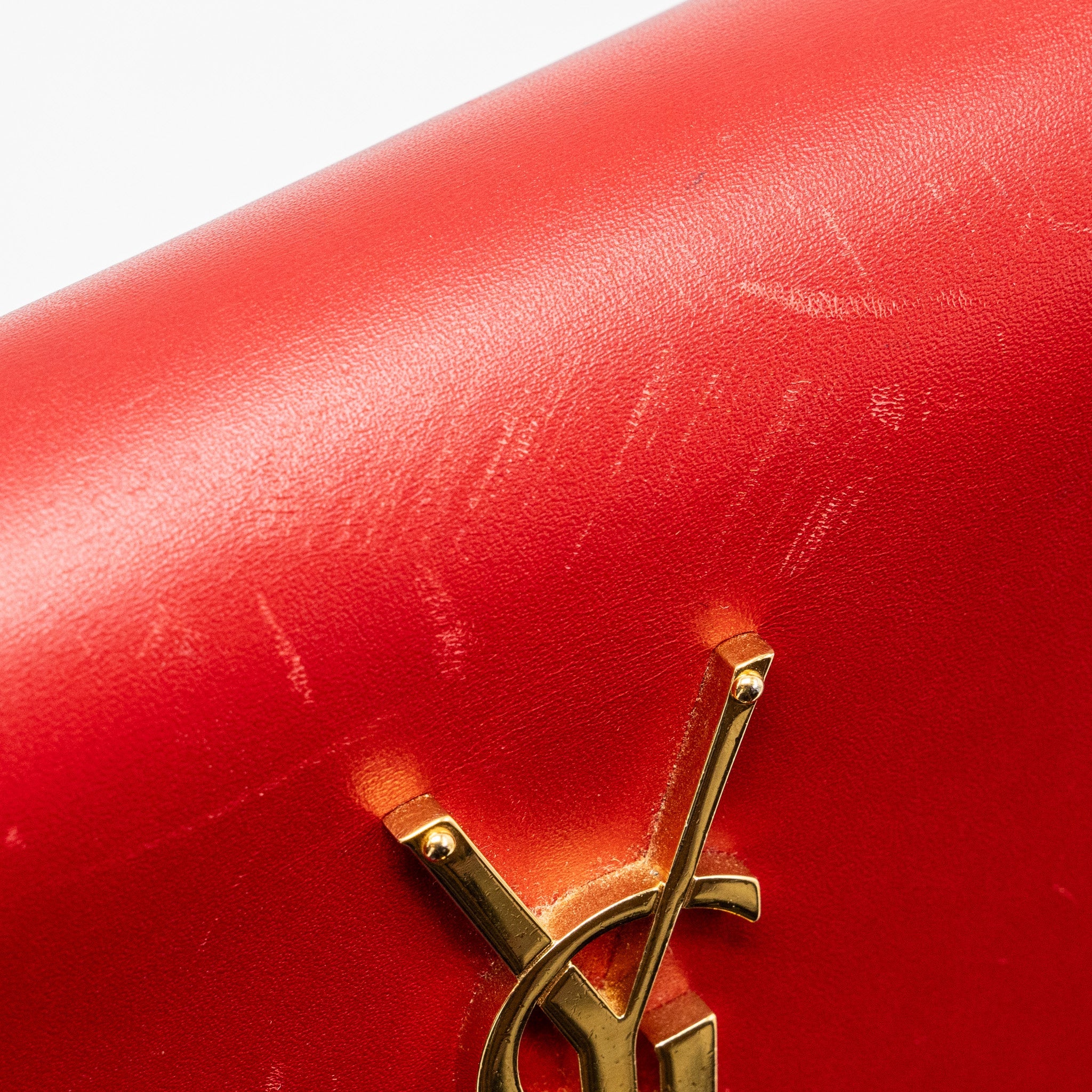 SAINT LAURENT/YSL SMALL KATE BAG TASSEL CALFSKIN RED GHW