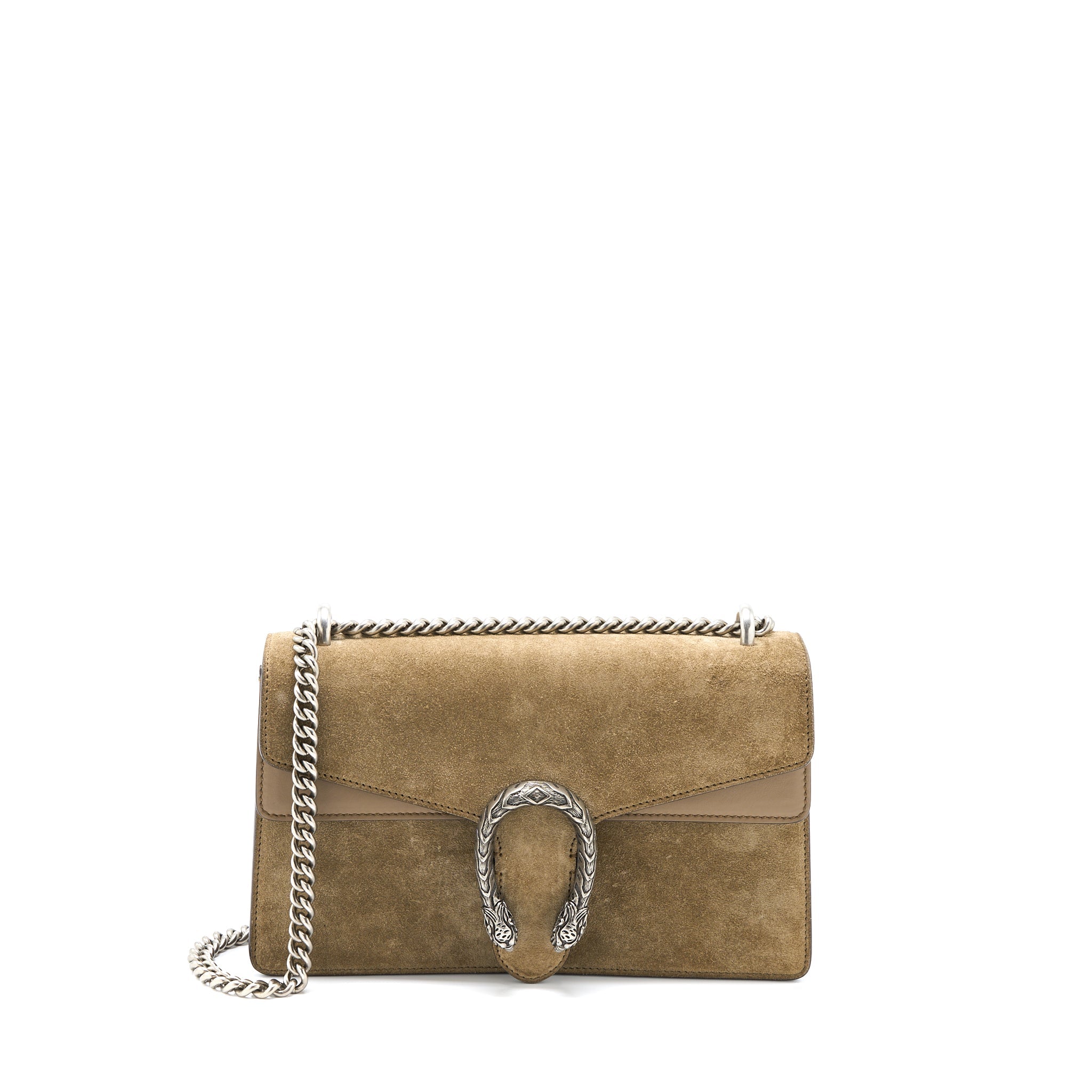 GUCCI SMALL DIONYSUS BAG SUEDE LEATHER DARK BEIGE SHW