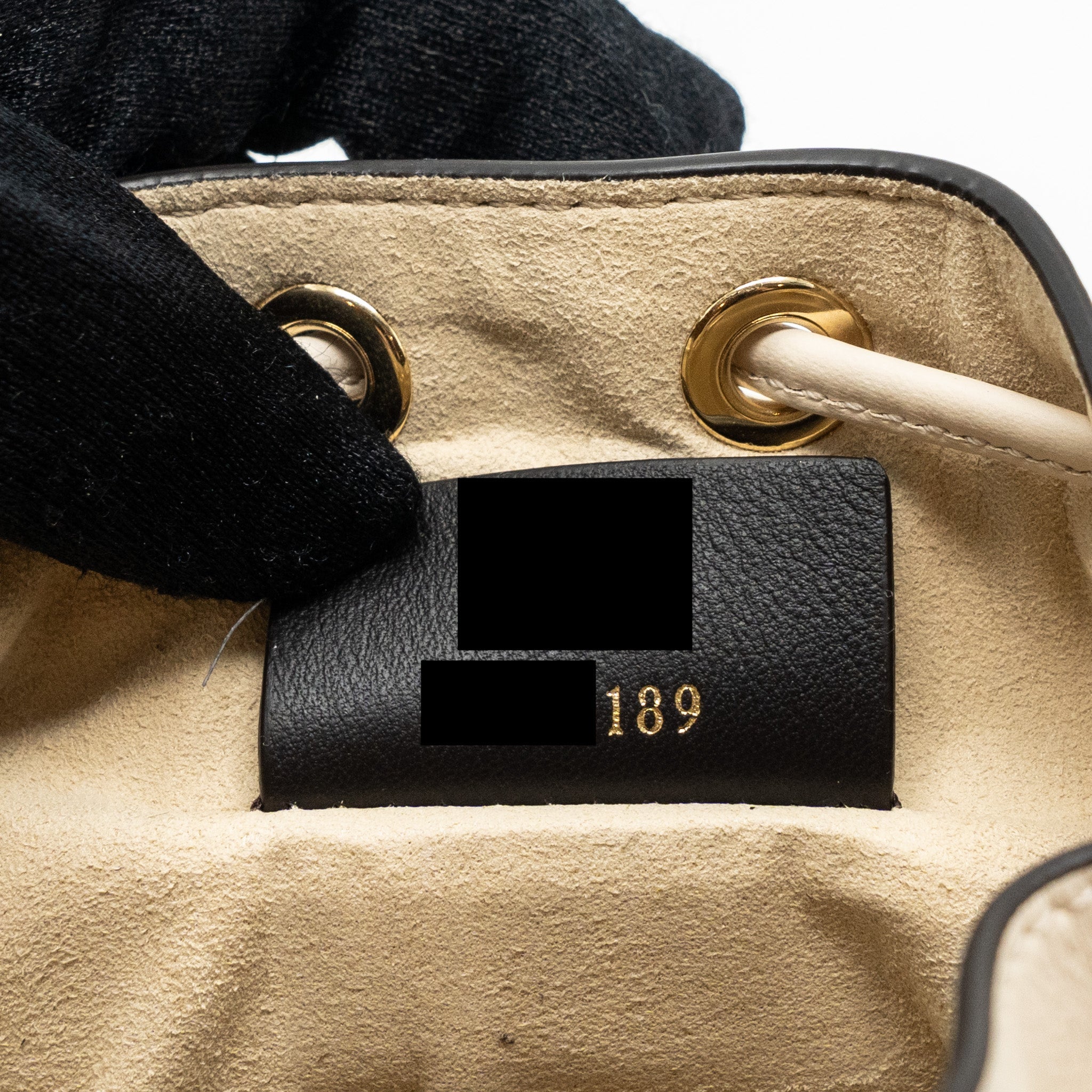 FENDI MINI MON TRESOR BUCKET BAG FABRIC / LEATHER CREAM LGHW