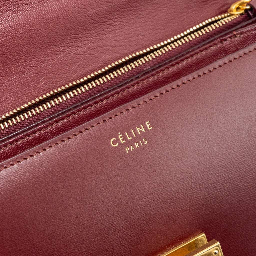 CELINE MEDIUM CLASSIC BOX BAG CALFSKIN DARK RED GHW