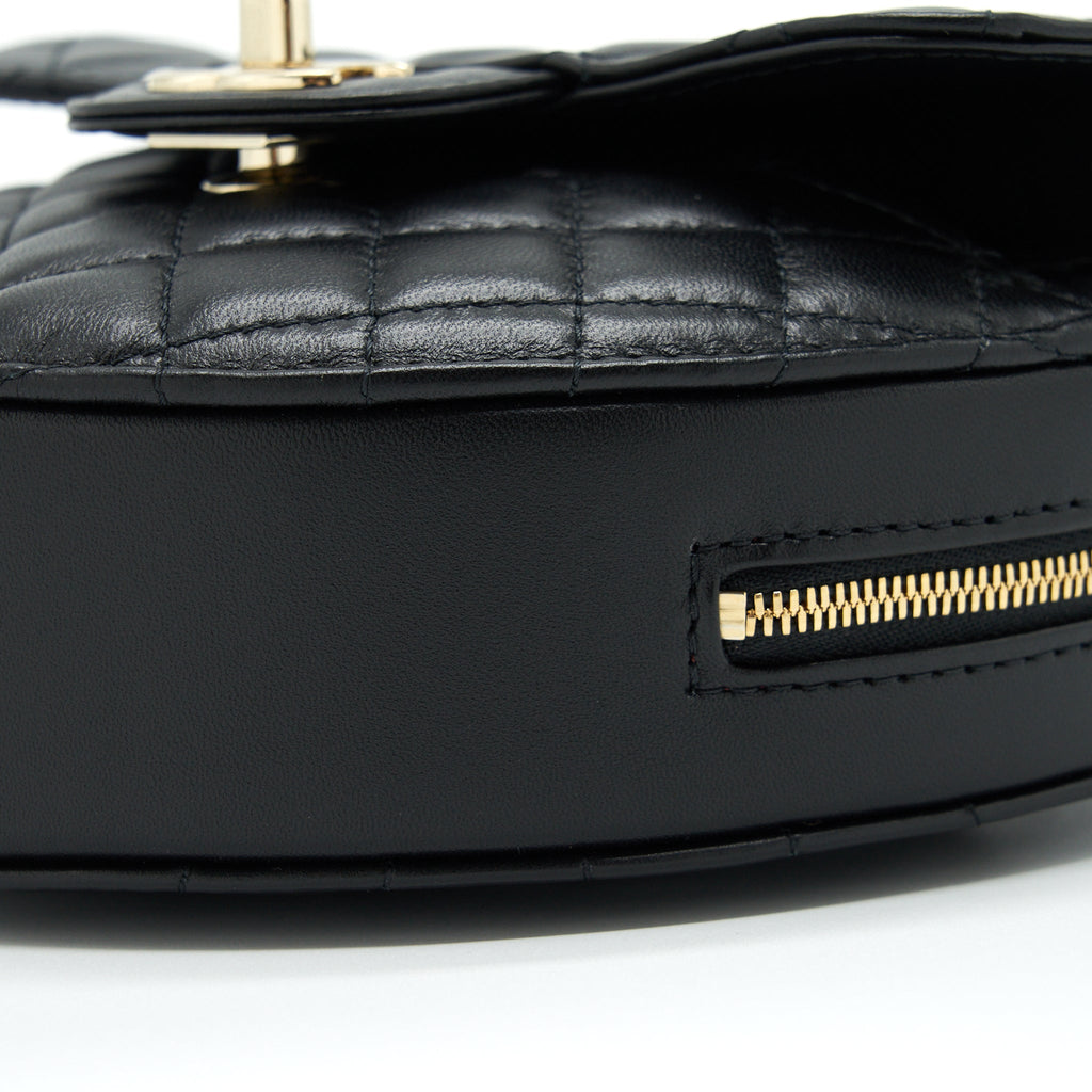CHANEL 22S HEART BAG LAMBSKIN BLACK LGHW (MICROCHIP)