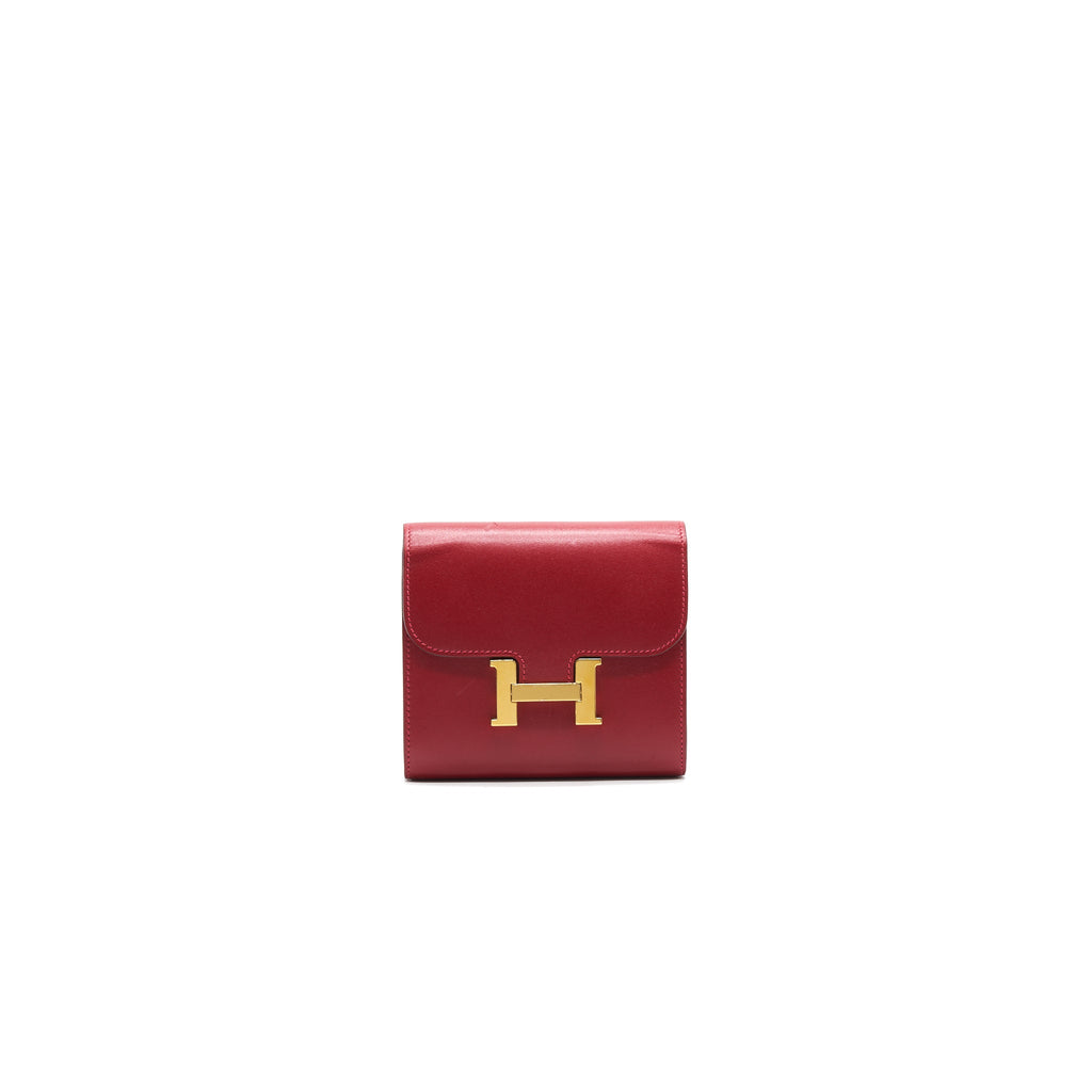HERMES MINI CONSTANCE WALLET RED WITH GHW