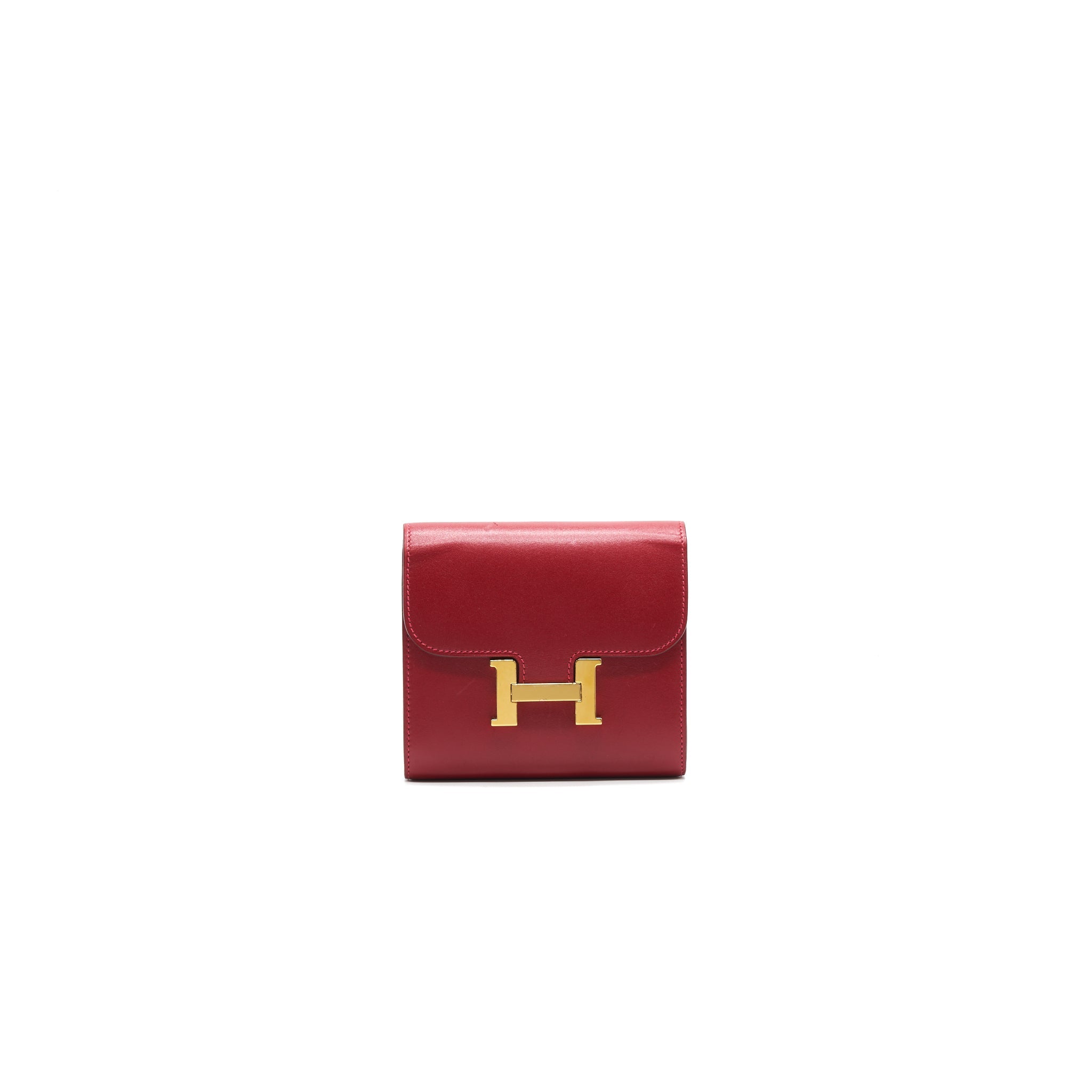 HERMES MINI CONSTANCE WALLET RED WITH GHW