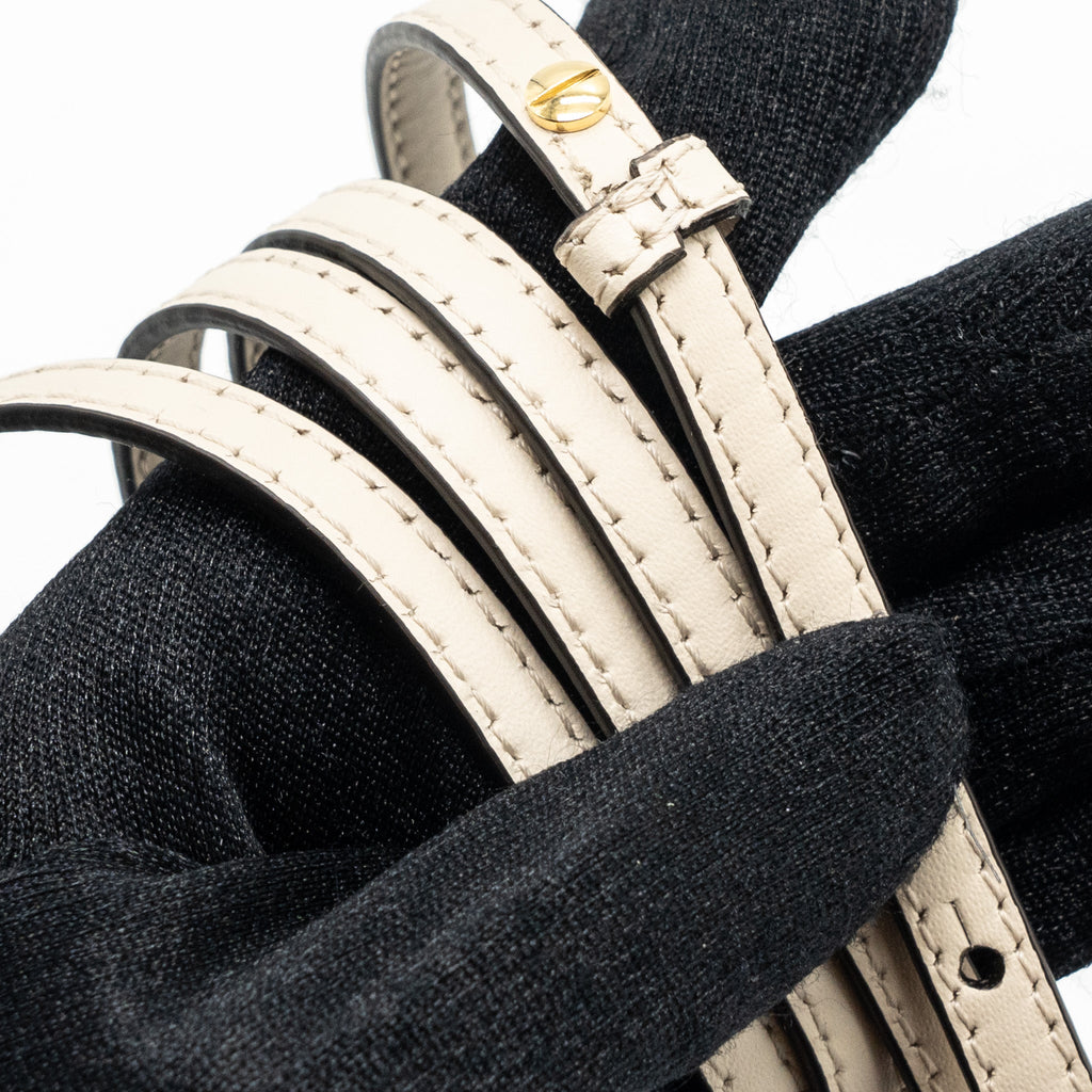 FENDI MINI MON TRESOR BUCKET BAG FABRIC / LEATHER CREAM LGHW