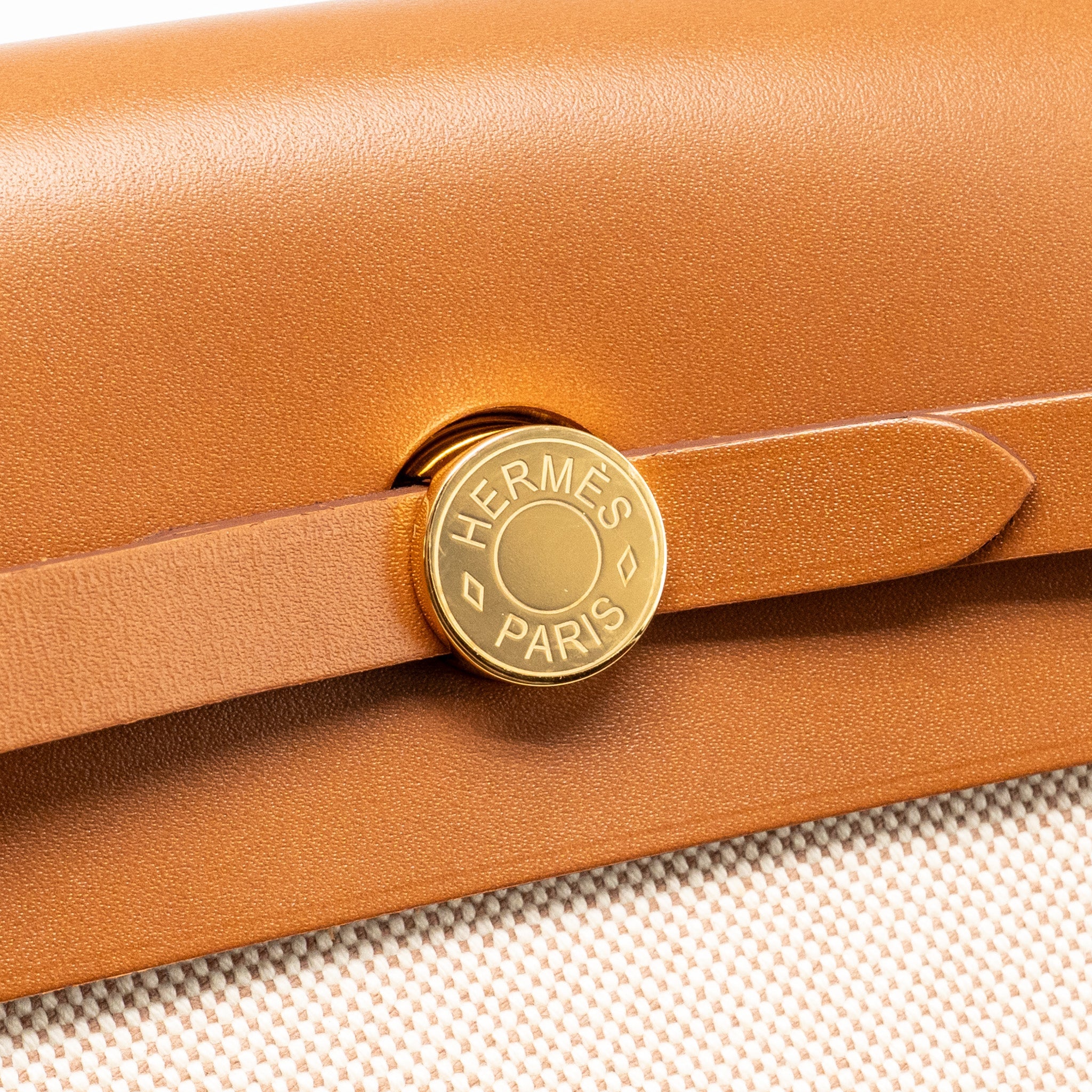 HERMES HERBAG MINI CANVAS/HUNTER LEATHER ECRU-BEIGE/ FAUVE GHW