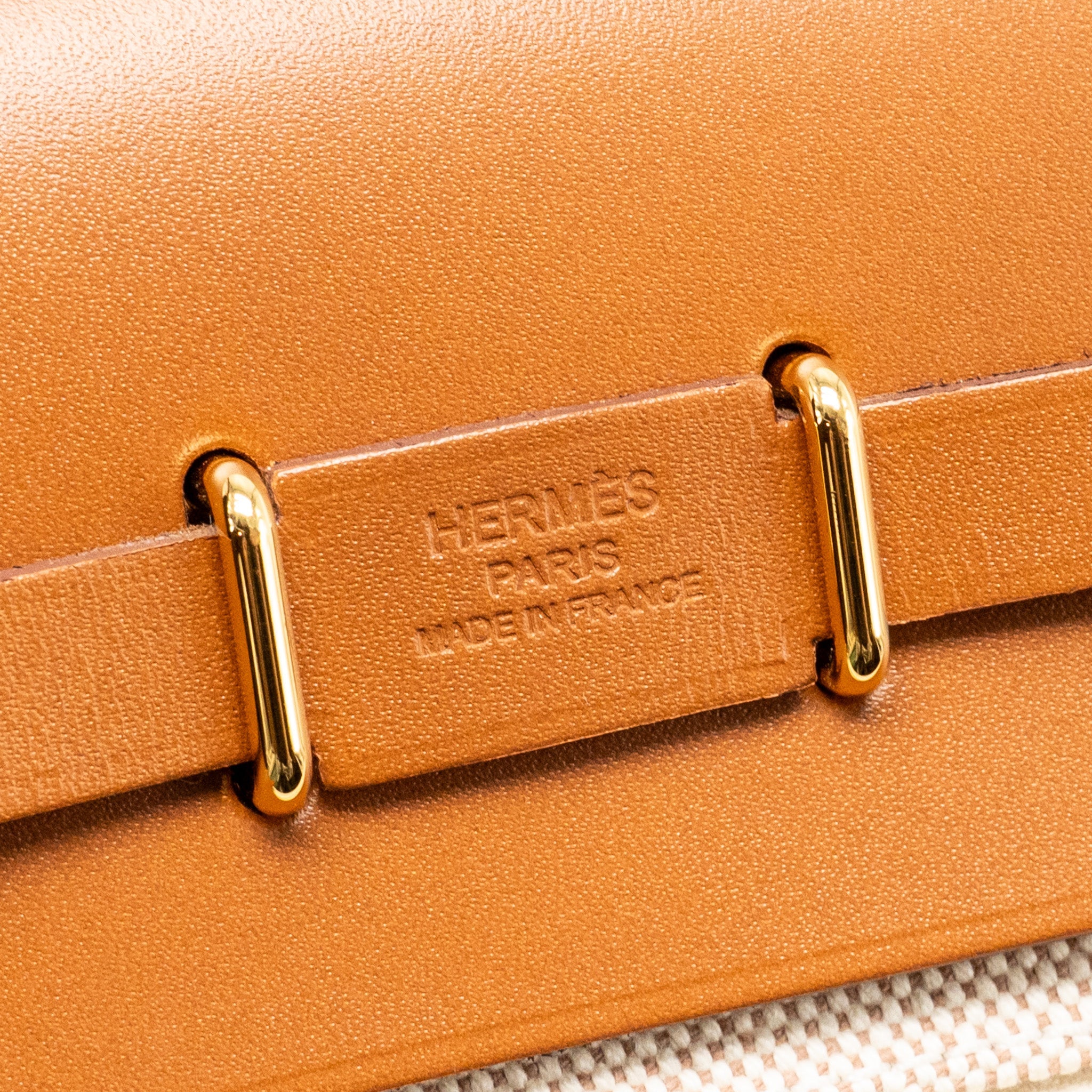HERMES HERBAG MINI CANVAS/HUNTER LEATHER ECRU-BEIGE/ FAUVE GHW