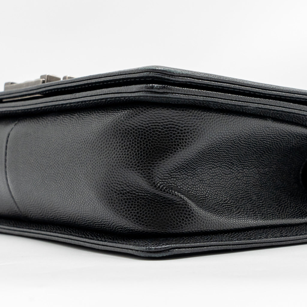 CHANEL MEDIUM BOY BAG CAVIAR BLACK SHW