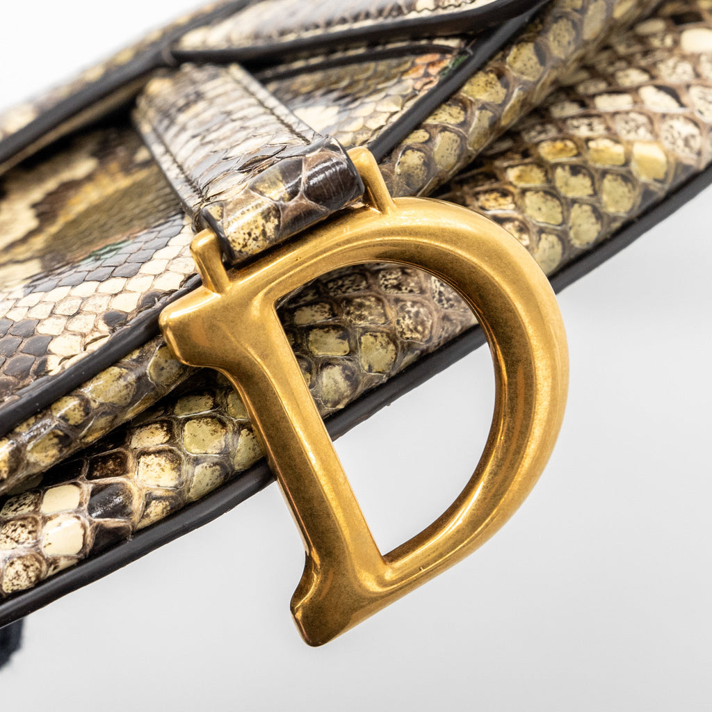 DIOR MINI SADDLE BAG PYTHON MULTICOLOUR GHW