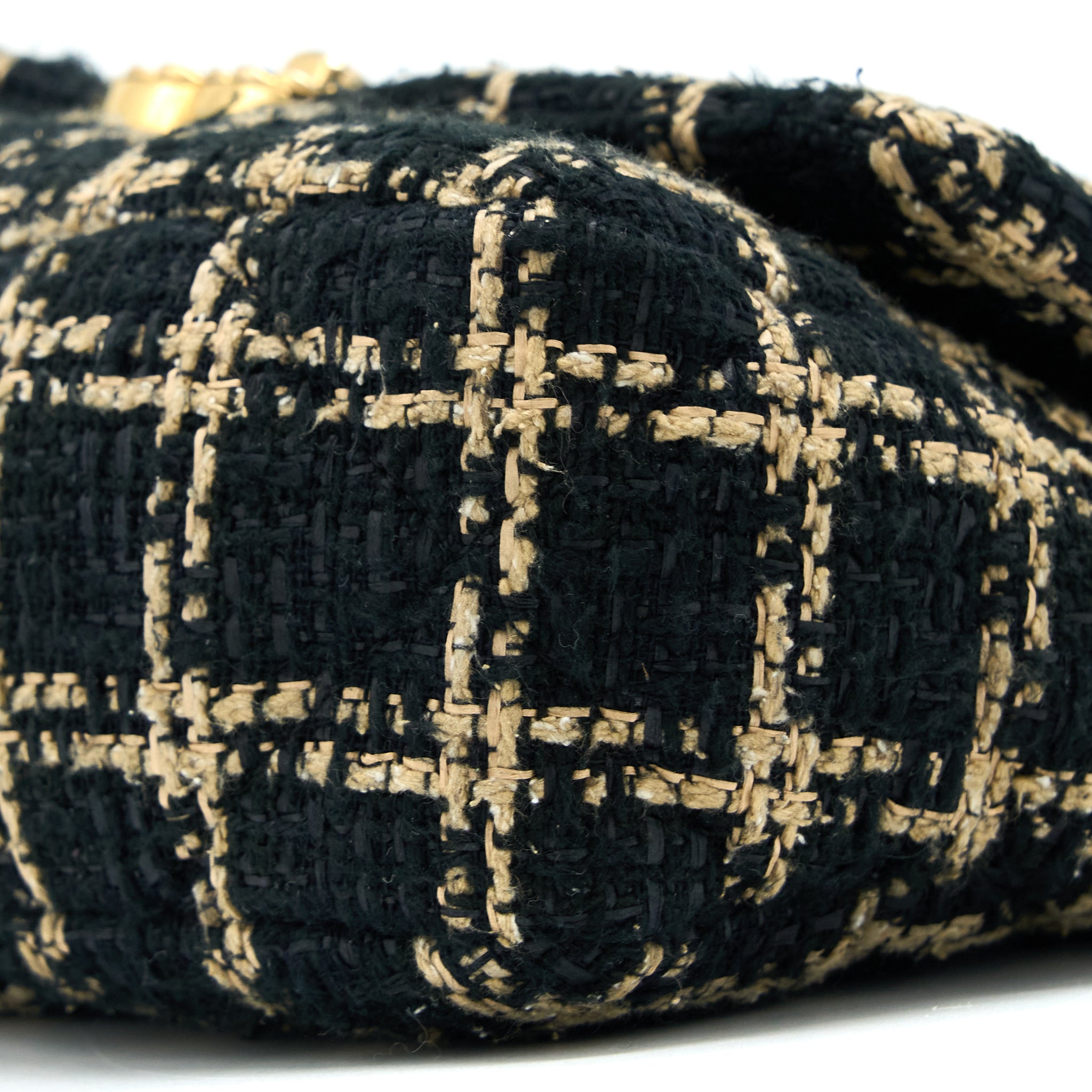 CHANEL TWEED SMALL 19 FLAP BAG BLACK/GOLD WITH MULTICOLOUR HARDWARE