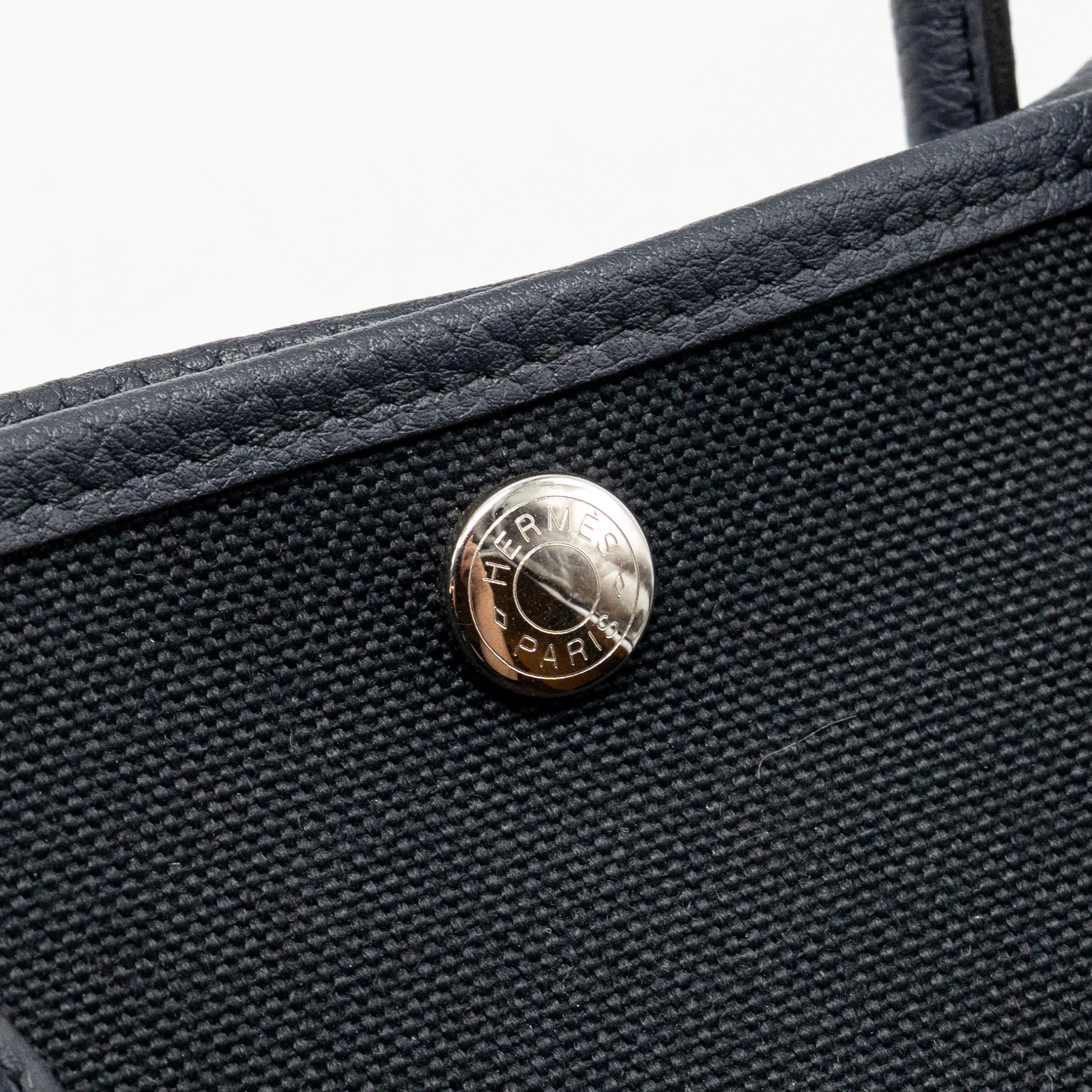 HERMES GARDEN PARTY 30 CANVAS/NEGONDA BLACK/BLUE INDIGO SHW