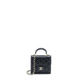 CHANEL TOP HANDLE MINI FLAP CHAIN BAG LAMBSKIN BLACK LGHW