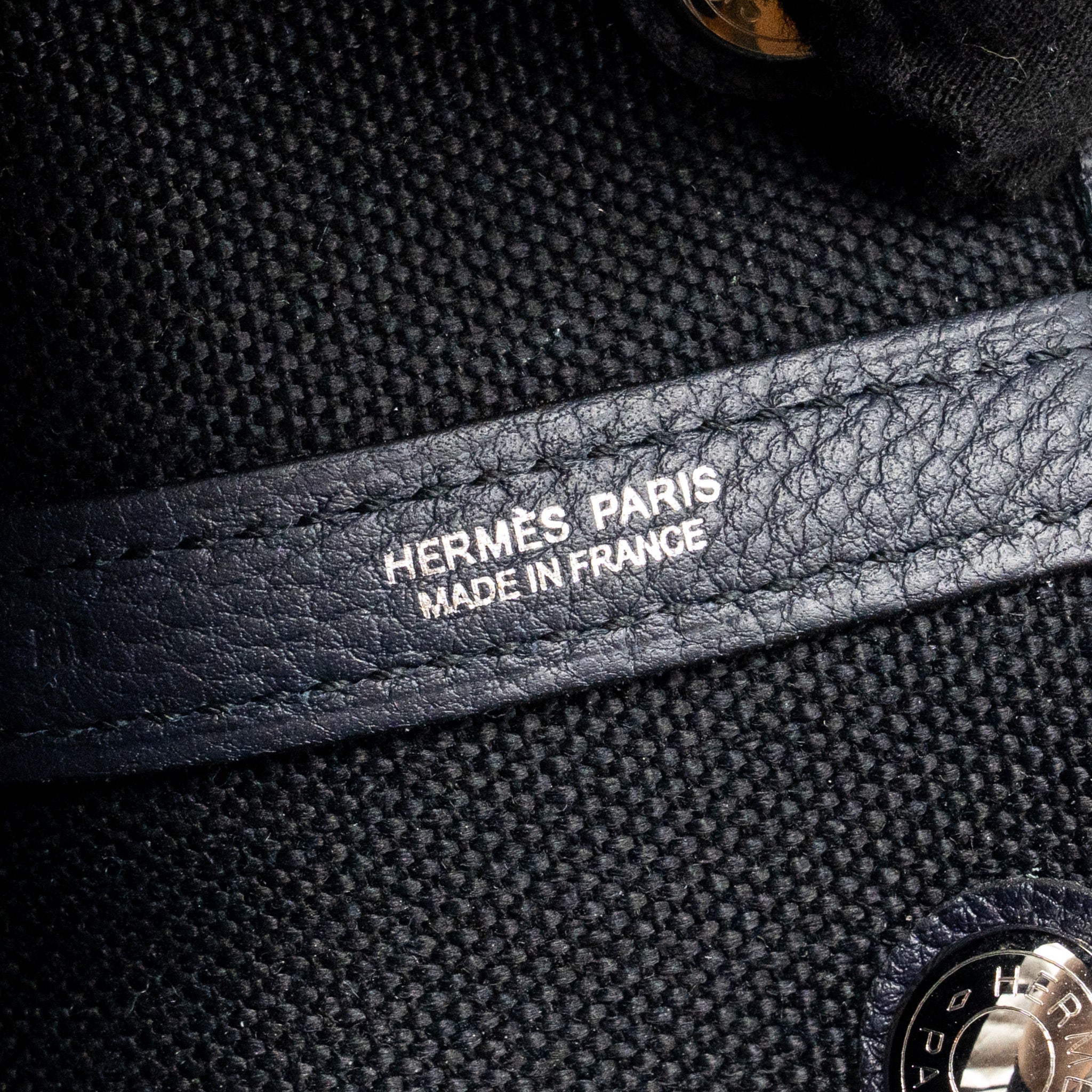 HERMES GARDEN PARTY 30 CANVAS/NEGONDA BLACK/BLUE INDIGO SHW