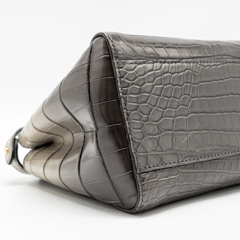 FENDI MINI PEEKABOO BAG CROCODILE GREY GHW