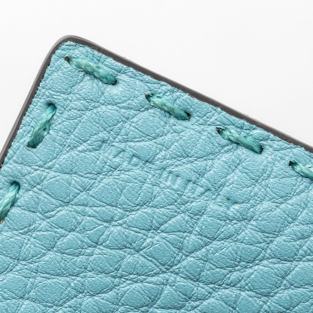 FENDI SELLERIA CARD HOLDER CALFSKIN OCEAN BLUE/CREAM SHW