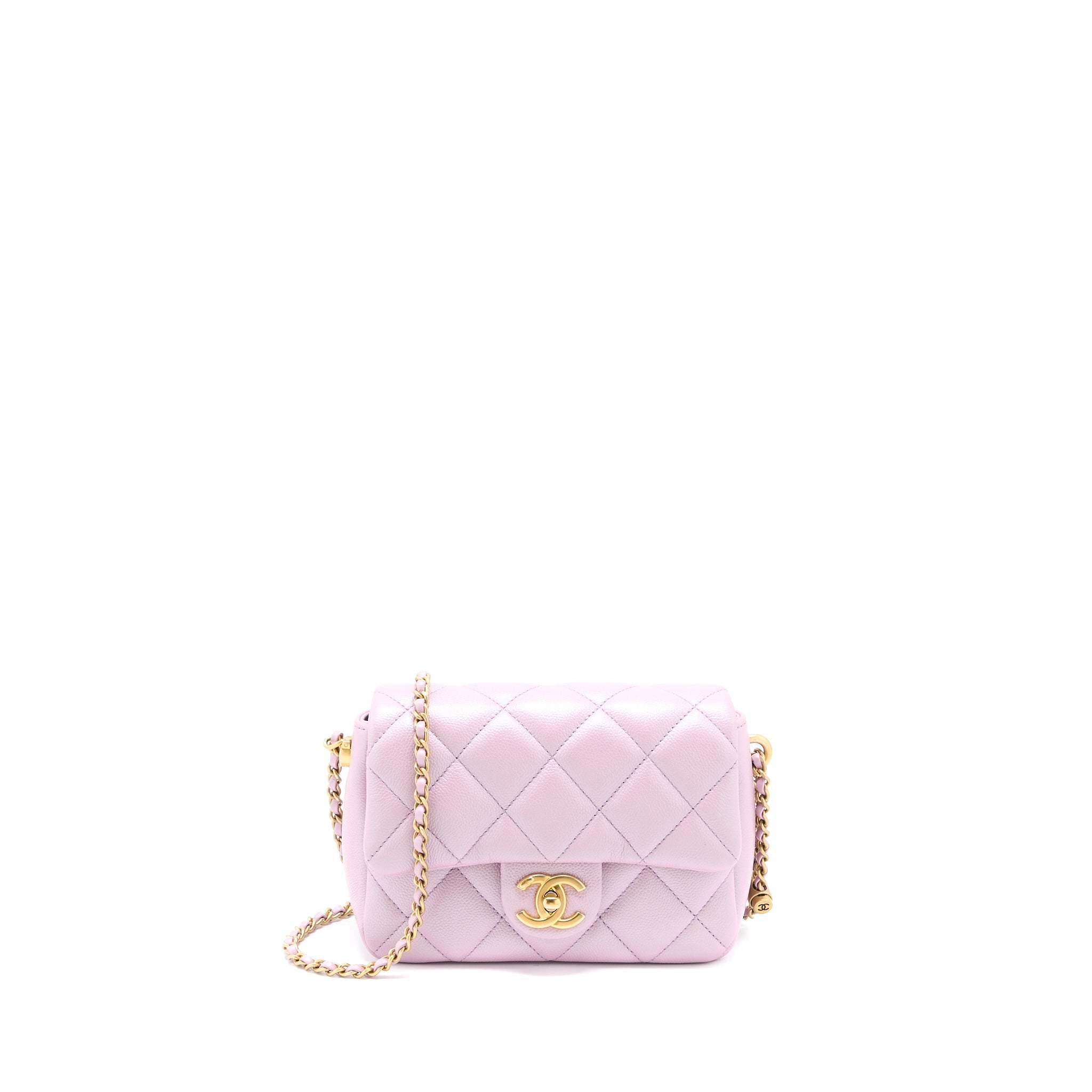 CHANEL 21K MY PERFECT MINI FLAP BAG CAVIAR PINK GHW (MICROCHIP)