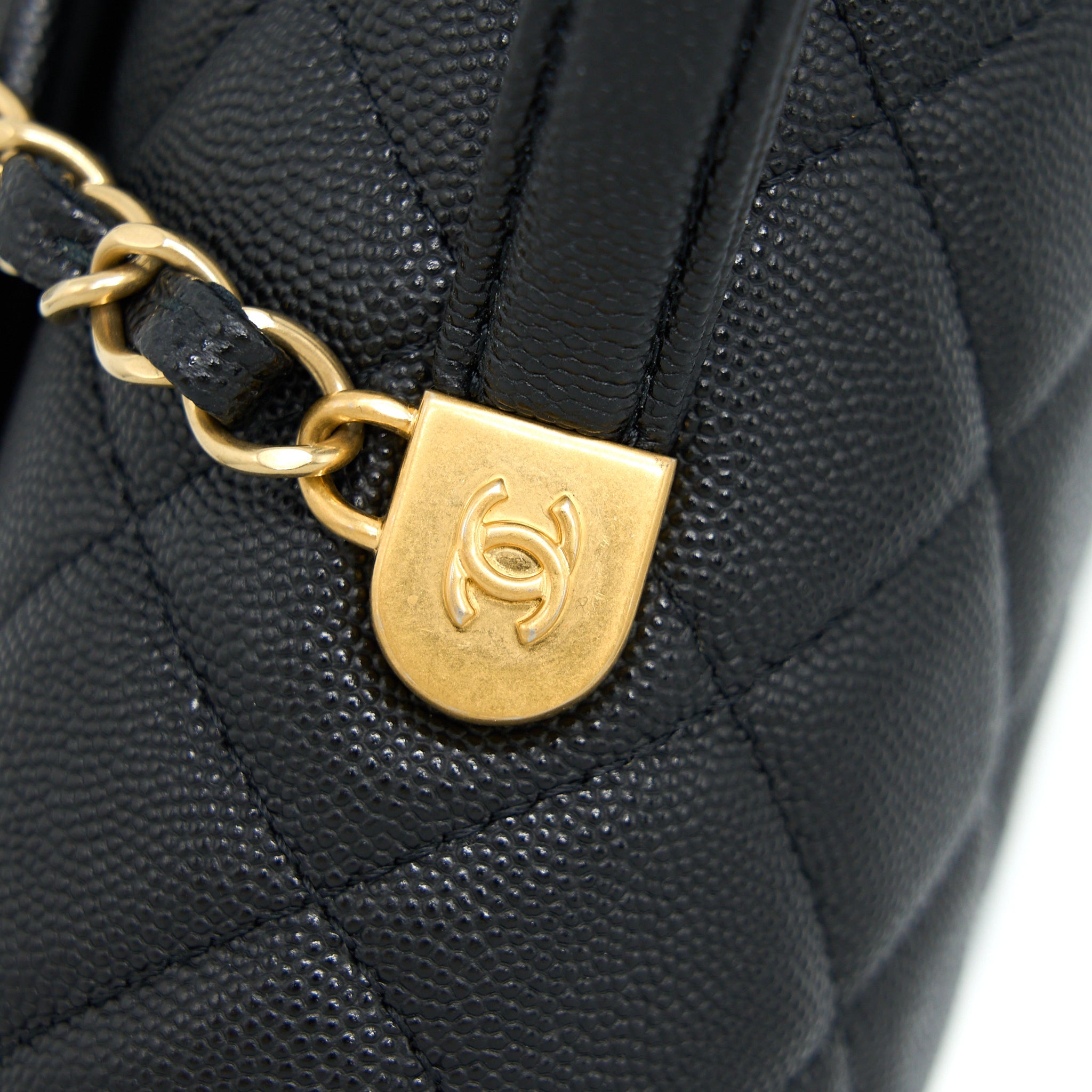 CHANEL 22K LARGE BACKPACK CAVIAR BLACK BRUSHED GHW (MICROCHIP)